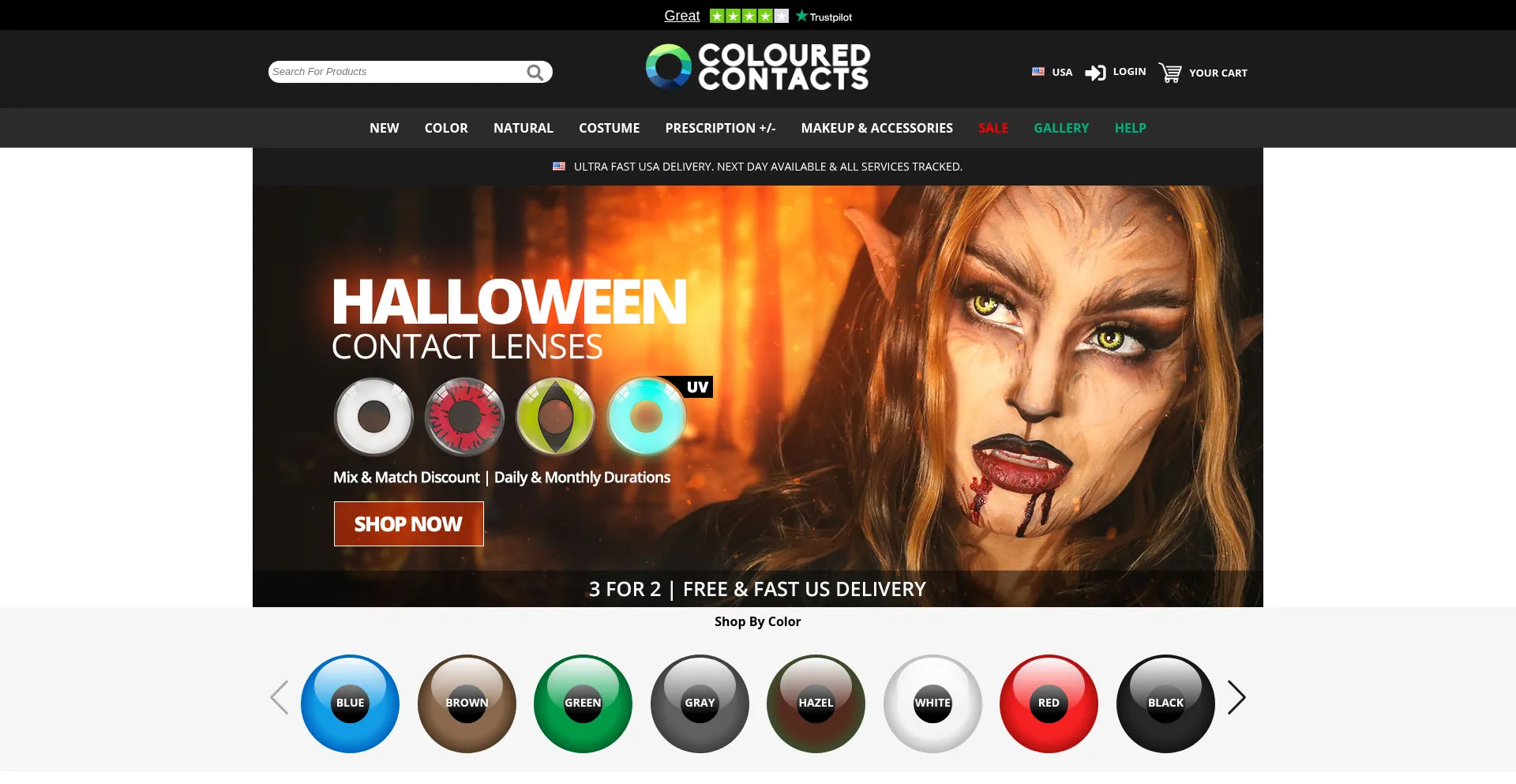Colouredcontacts.com Screenshot