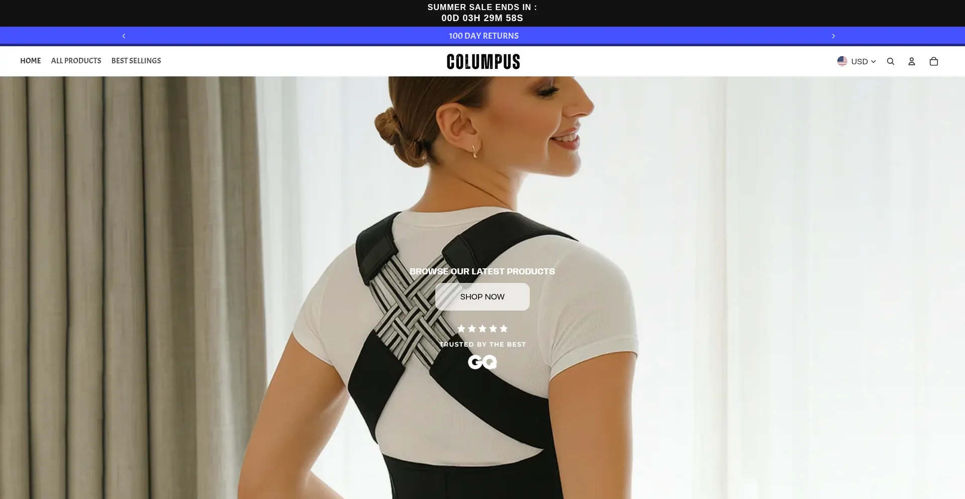 Website screenshot of Columpus.com