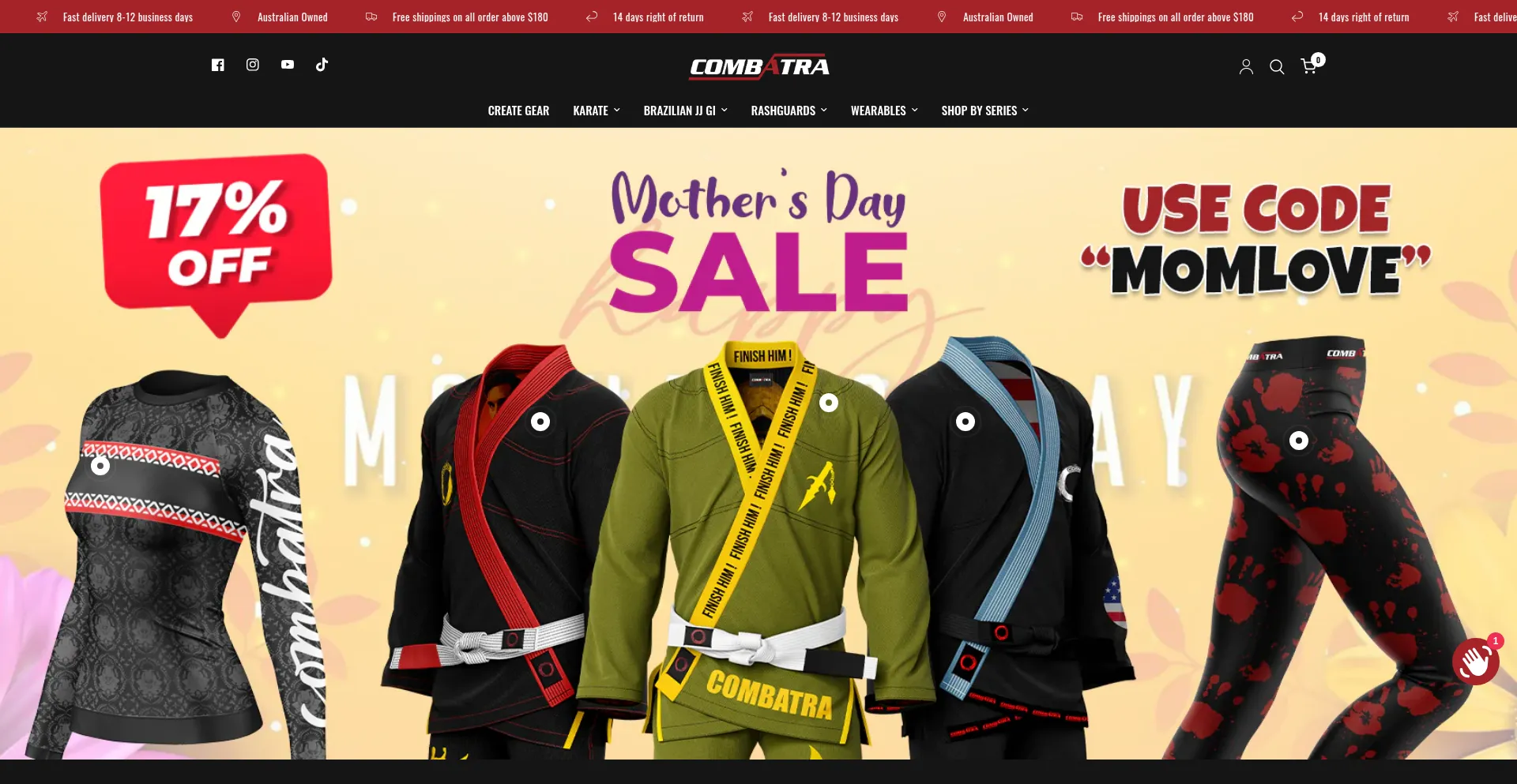 Website screenshot of Combatra.com.au
