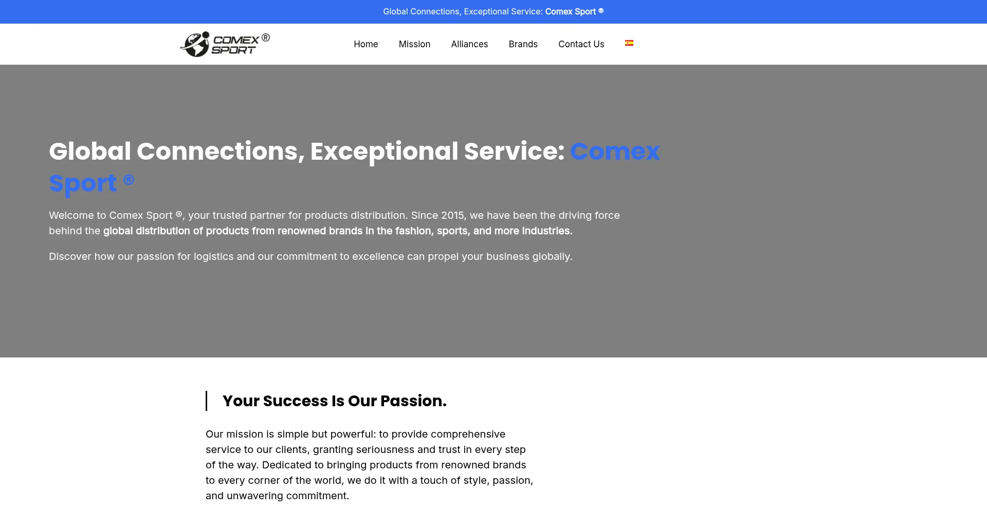 Website screenshot of Comexsport.net