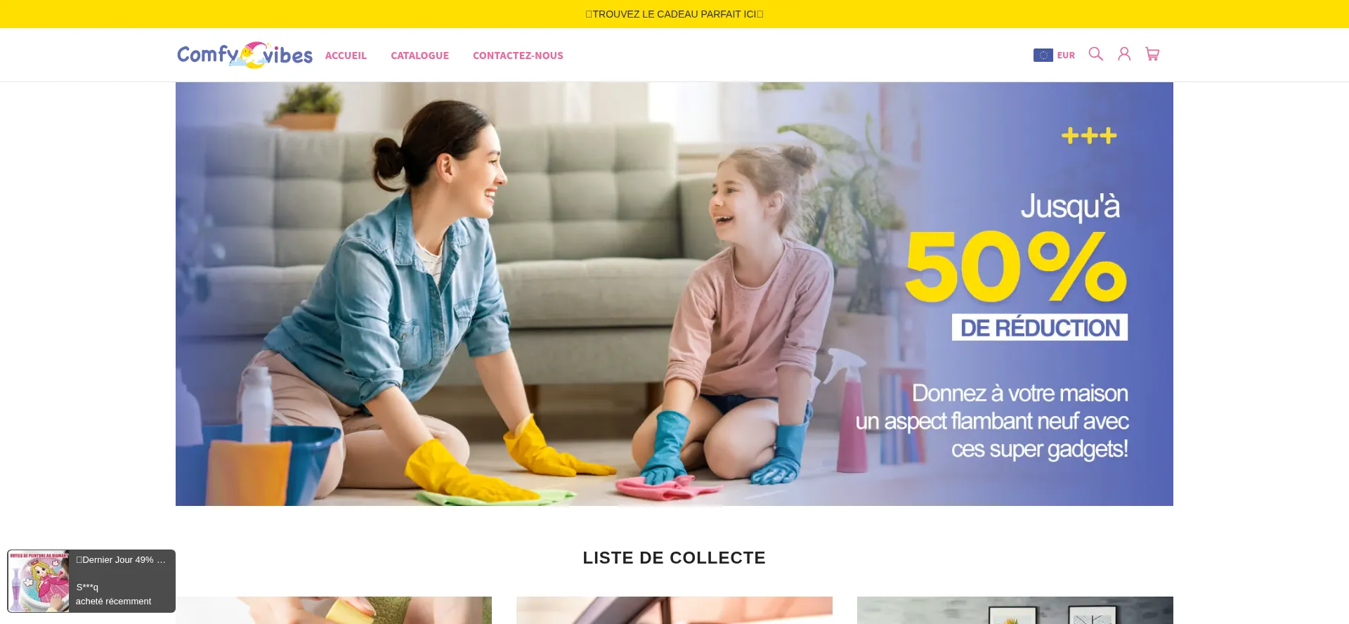 Website screenshot of Comfy-vibes.fr