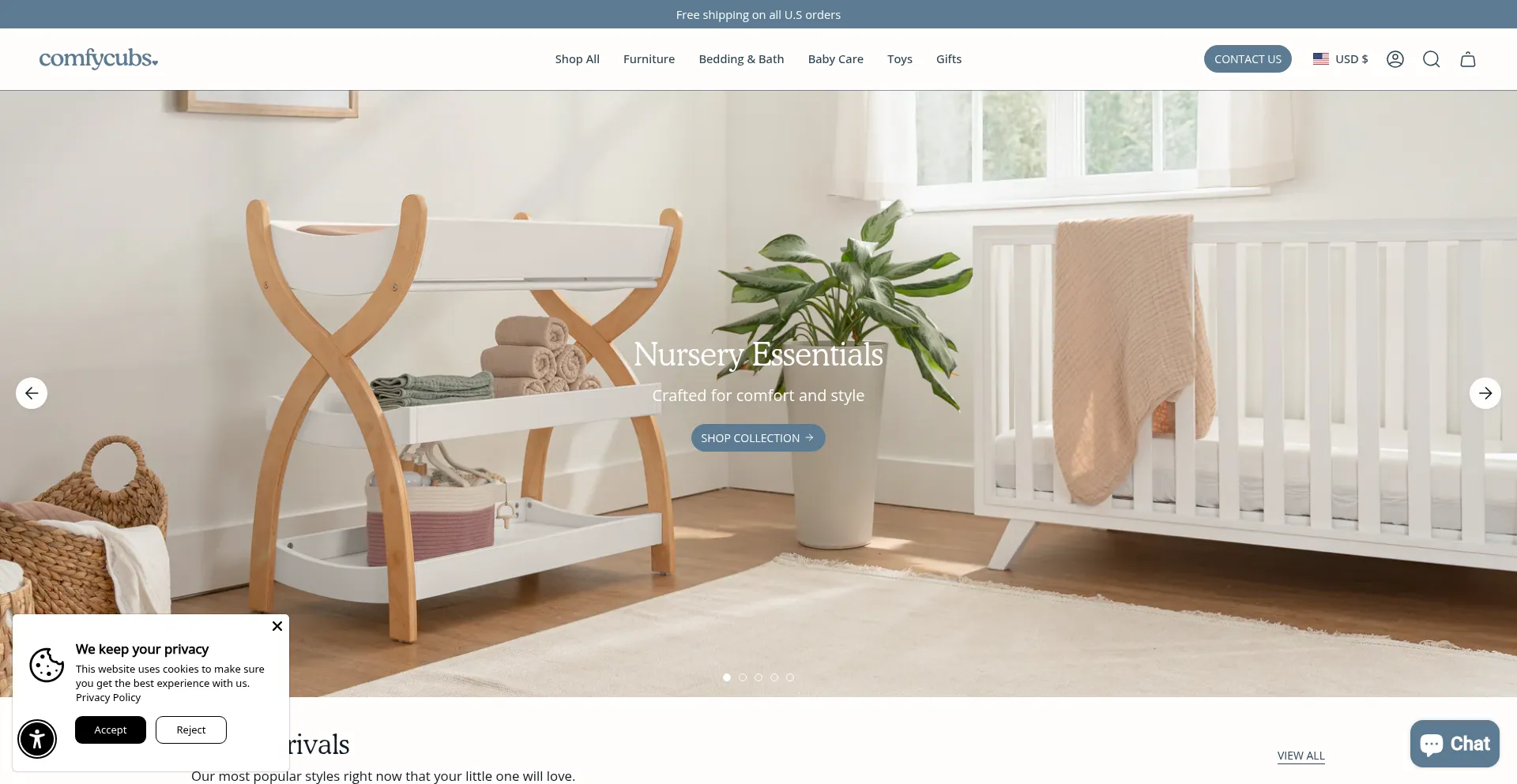 Website screenshot of Comfycubs.com