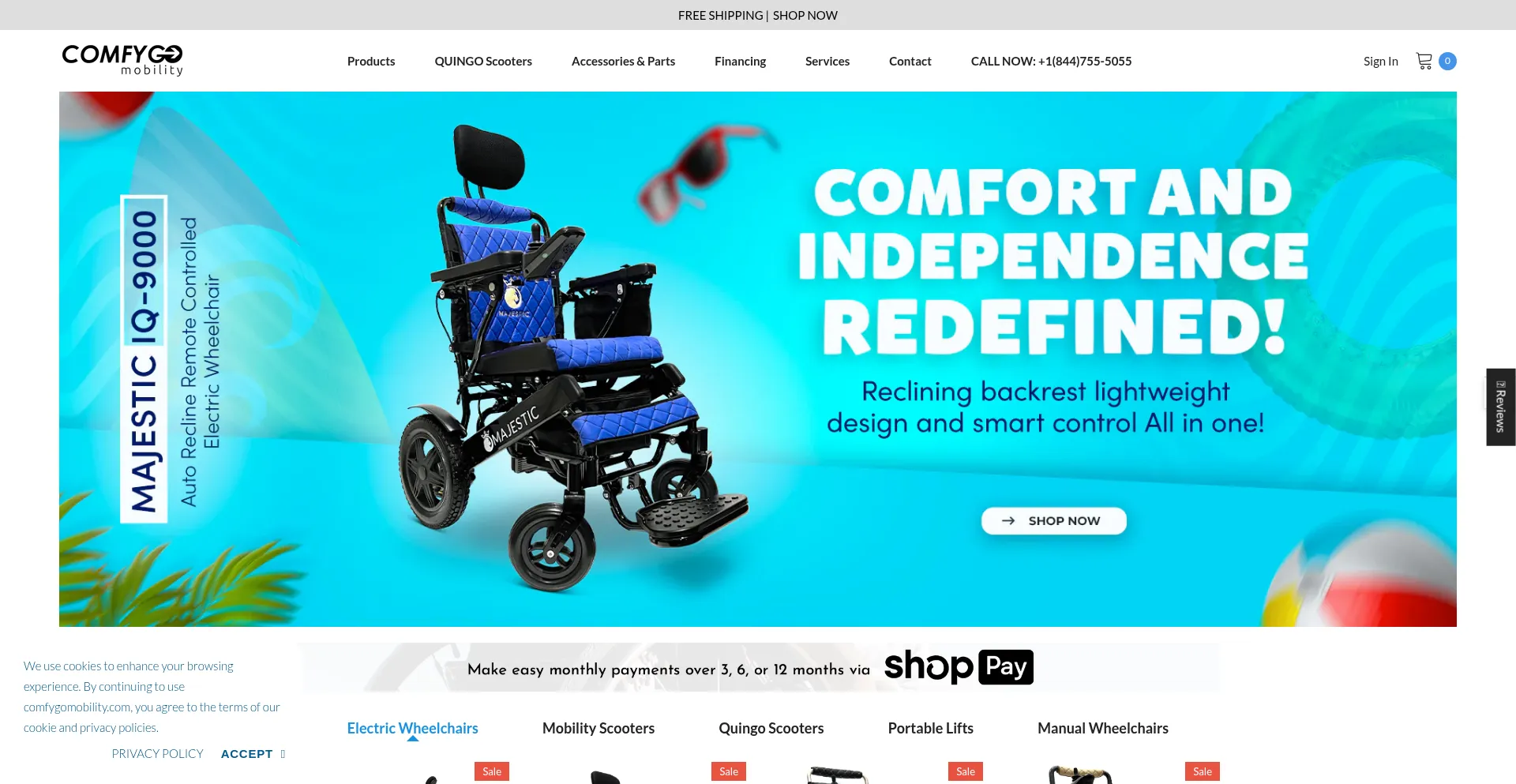 Website screenshot of Comfygomobility.com