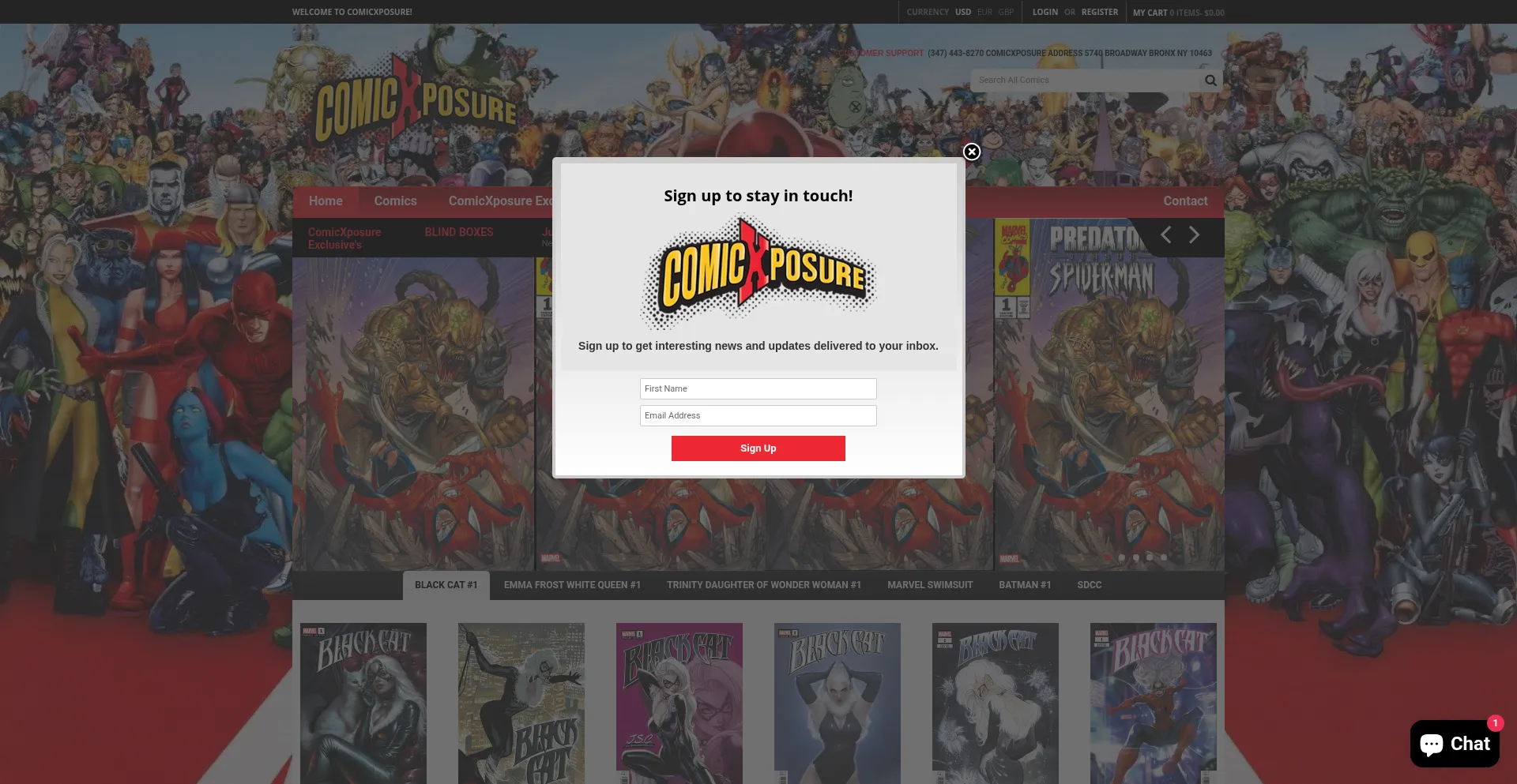 Website screenshot of Comicxposure.com