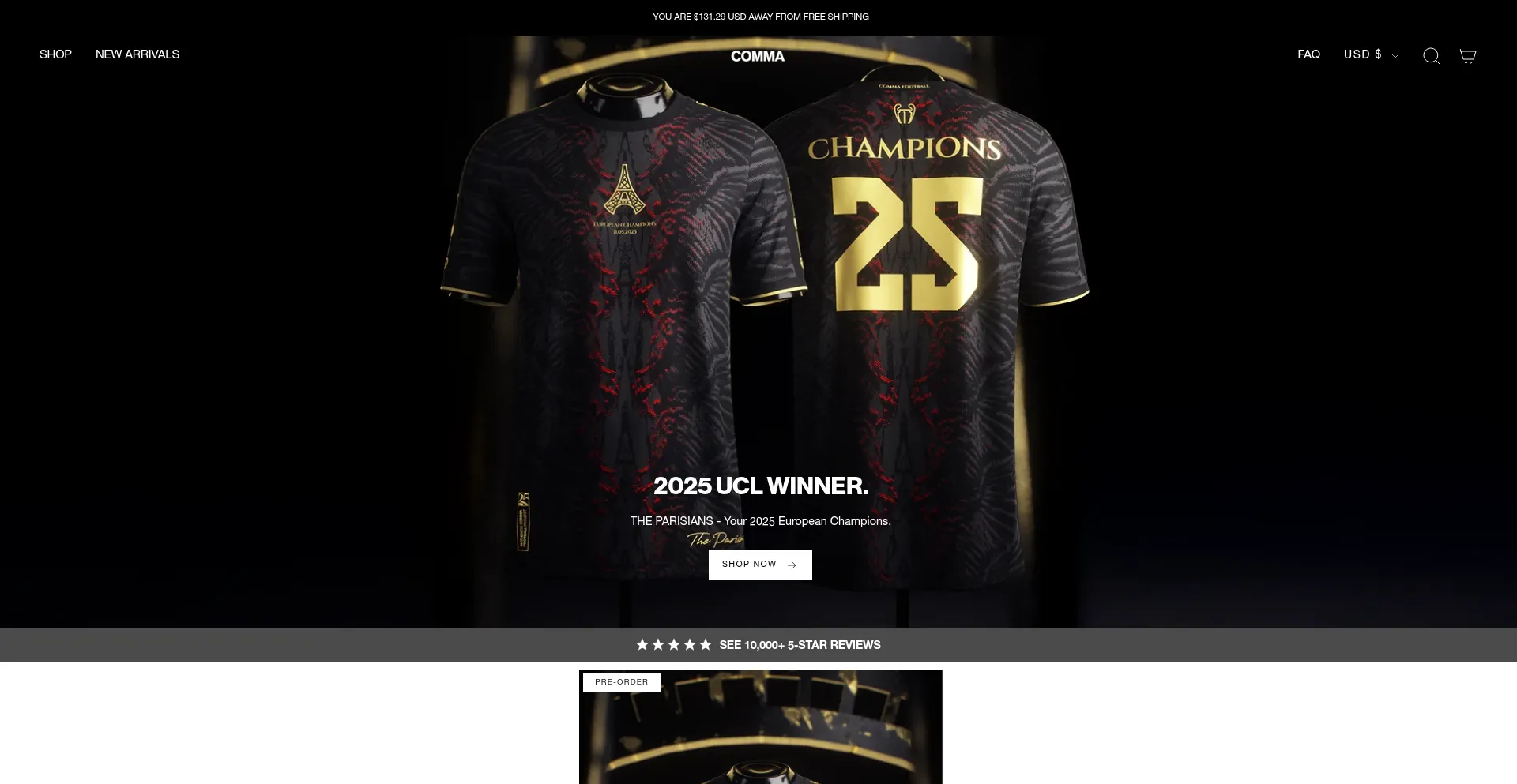 Website screenshot of Commafootball.com