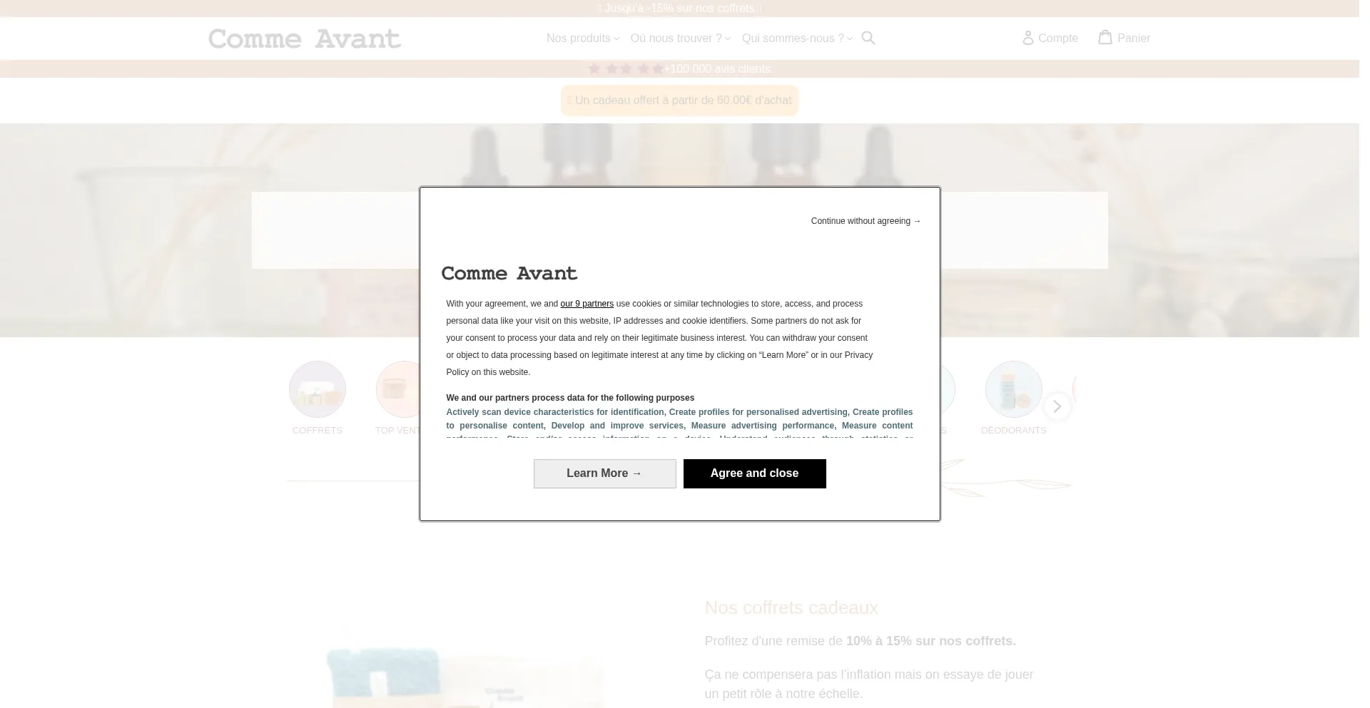 Website screenshot of Comme-avant.bio