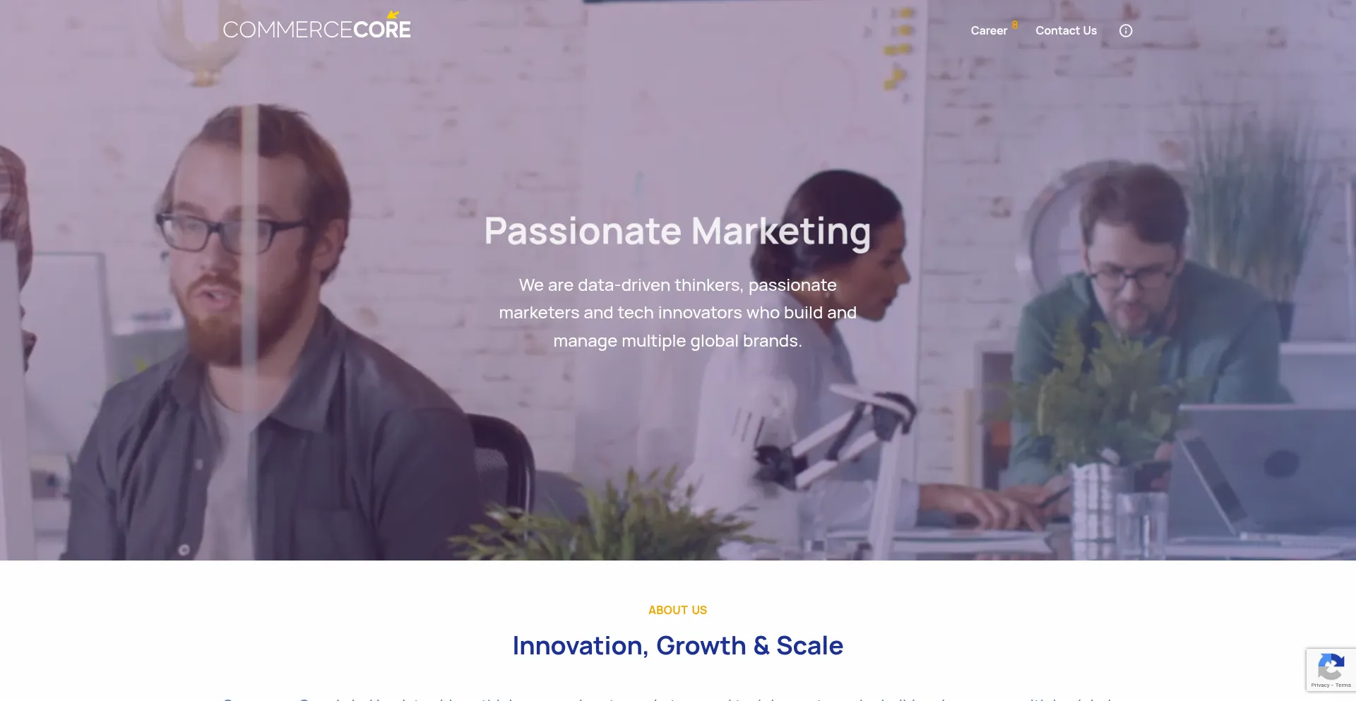 Website screenshot of Commercecore.com