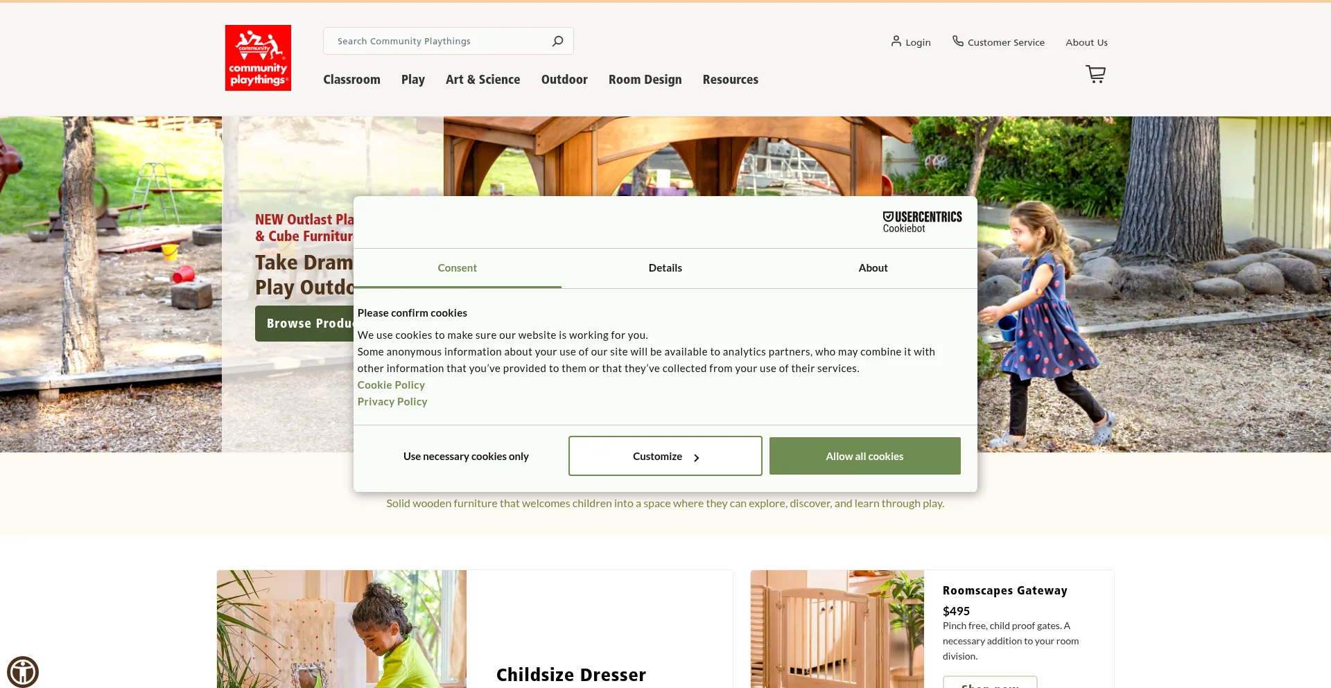 Website screenshot of Communityplaythings.com