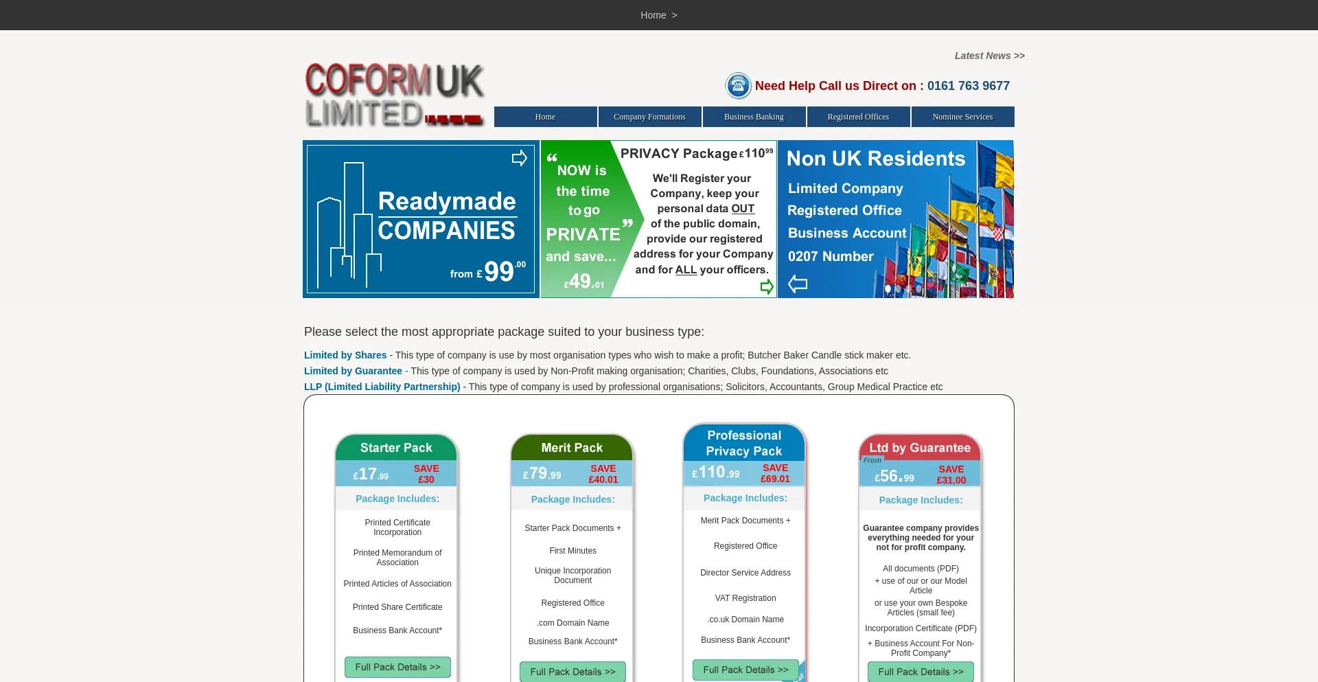 Website screenshot of Companyformationstoday.co.uk