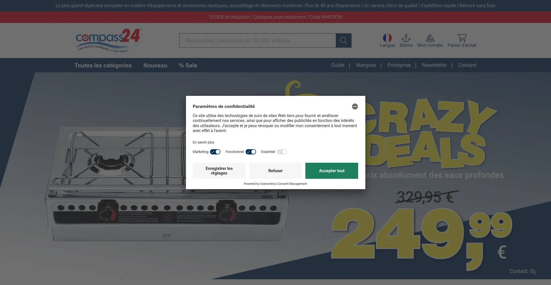 Website screenshot of Compass24.fr