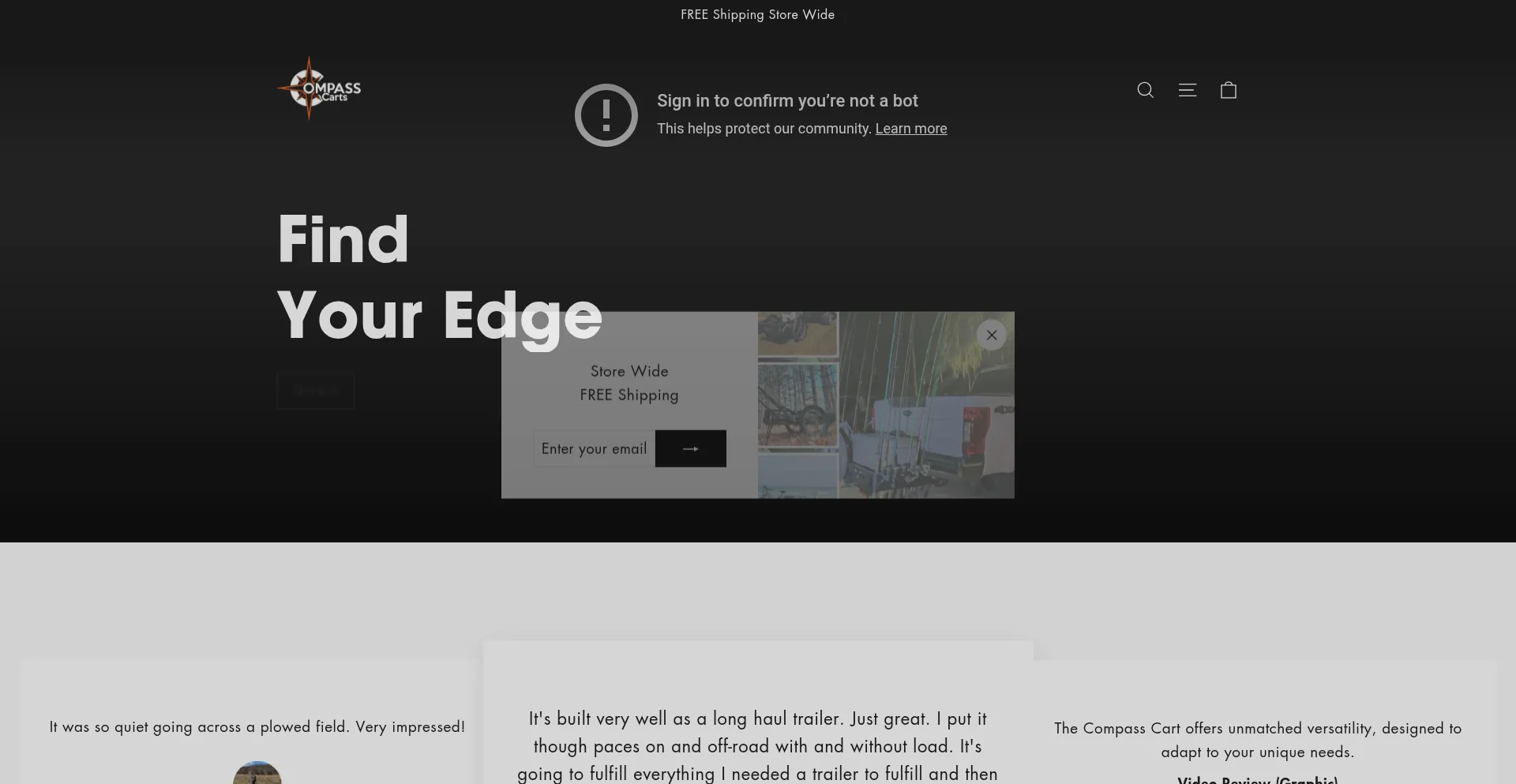 Website screenshot of Compasscarts.com