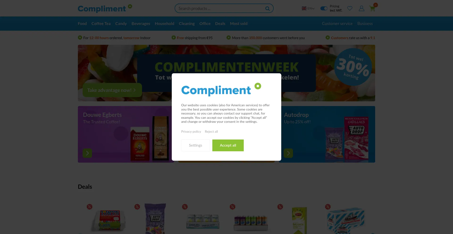 Website screenshot of Complimentxl.eu