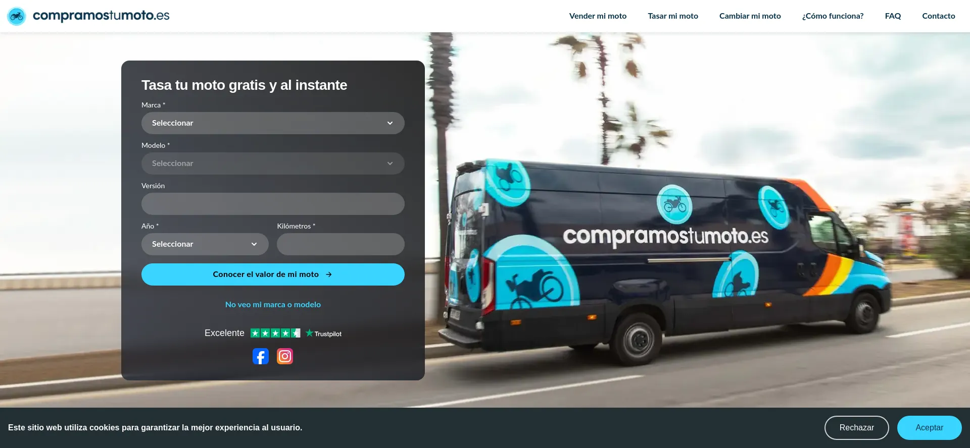 Website screenshot of Compramostumoto.es