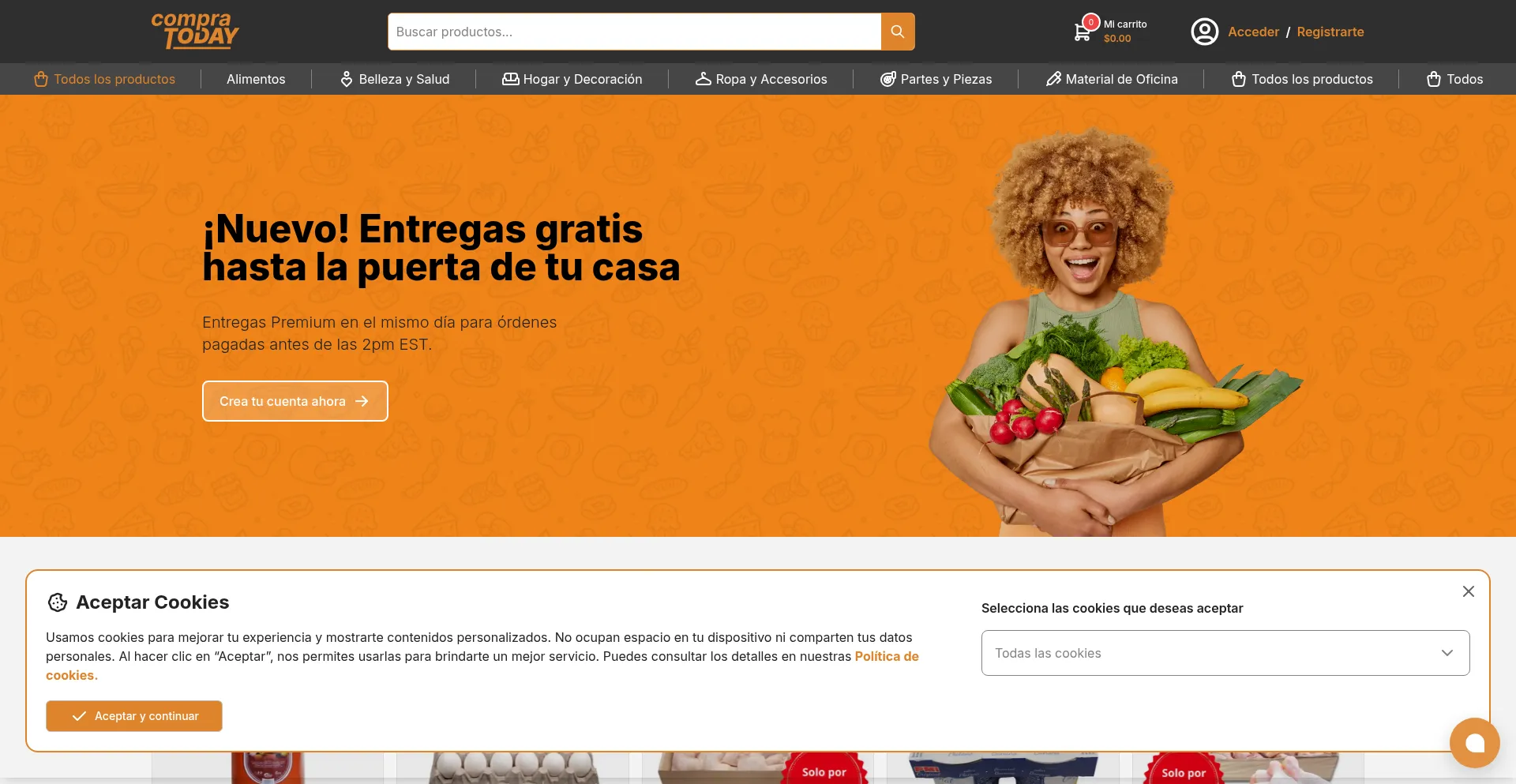Website screenshot of Compratoday.com