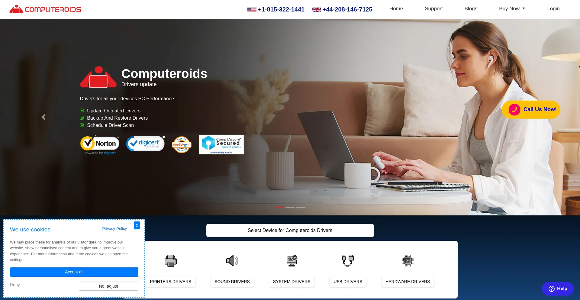 Website screenshot of Computeroids.com