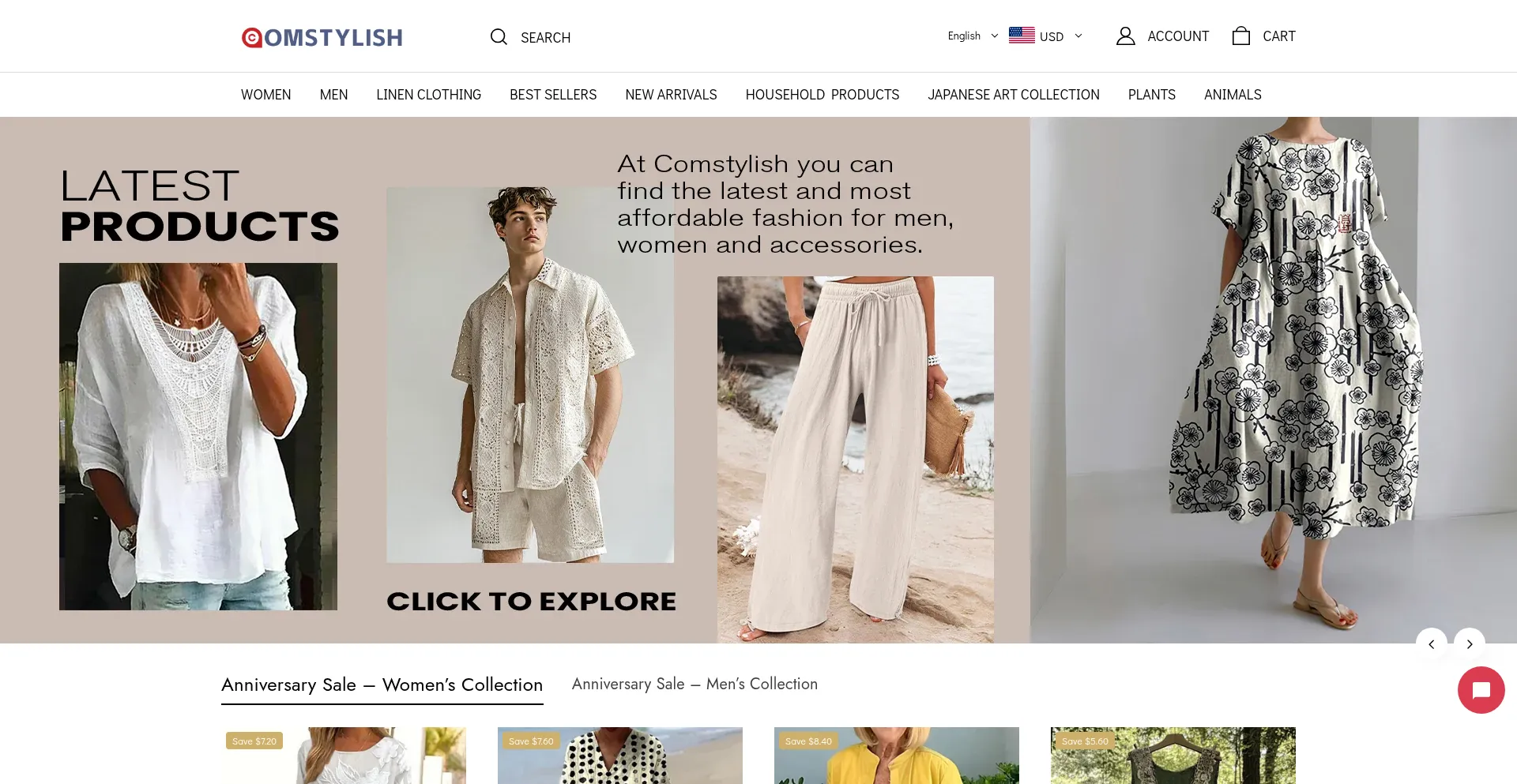 Website screenshot of Comstylish.com