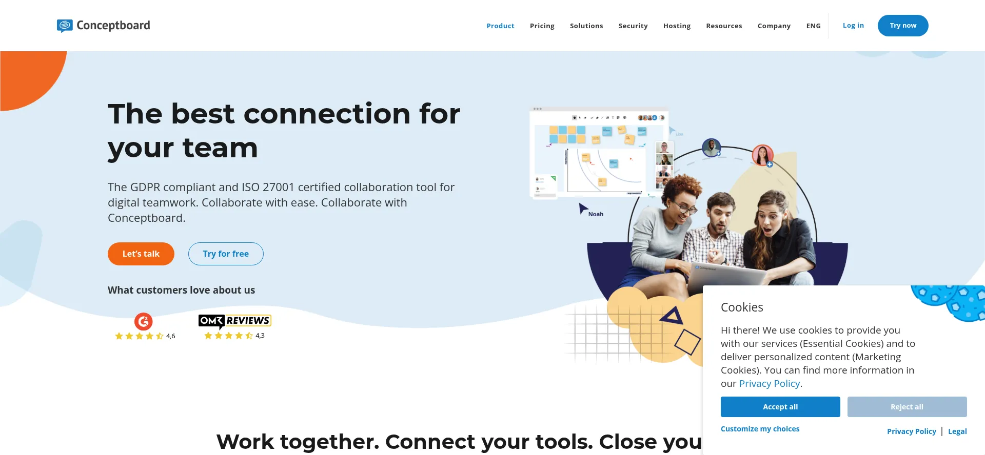 Website screenshot of Conceptboard.com