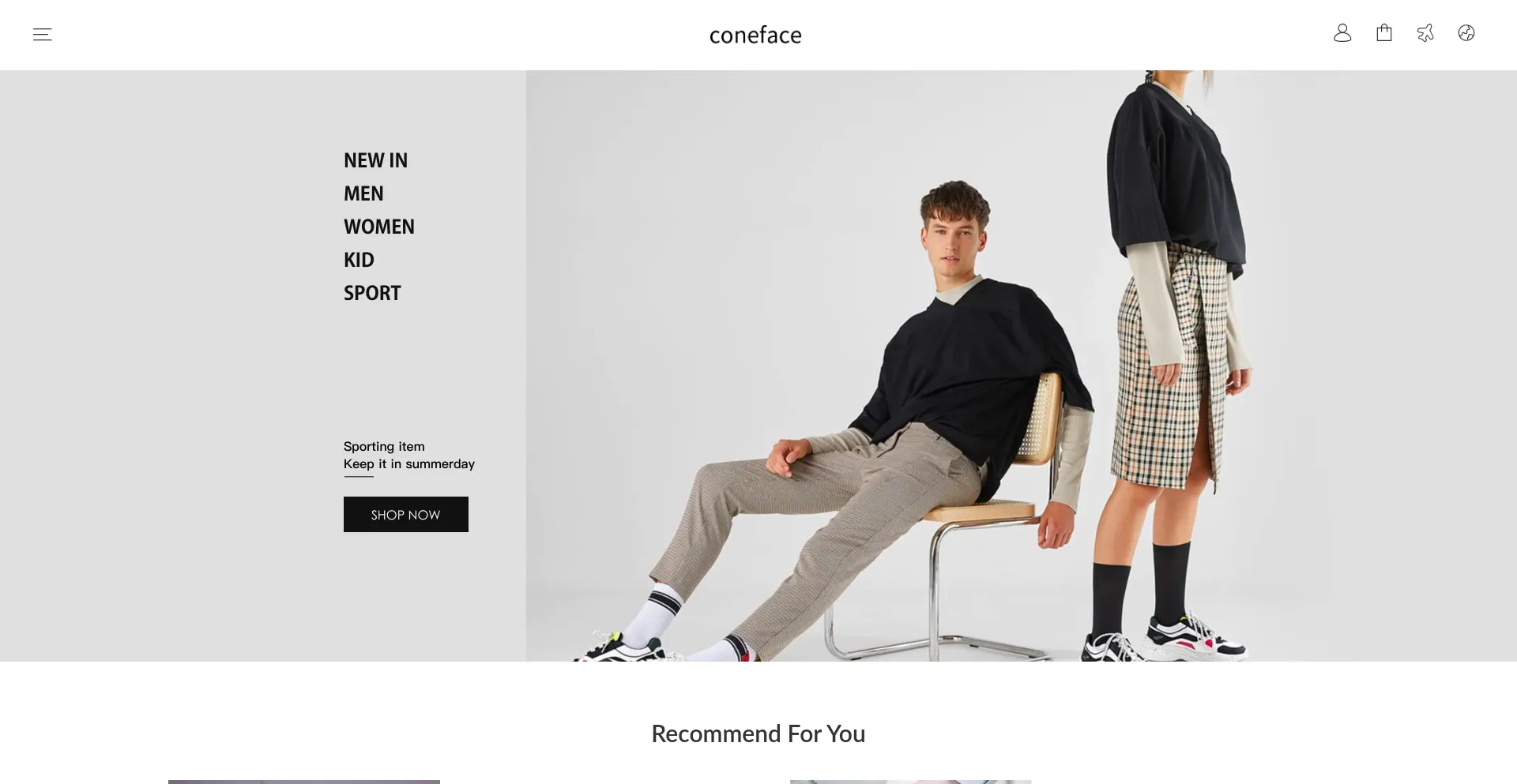 Website screenshot of Coneface.com
