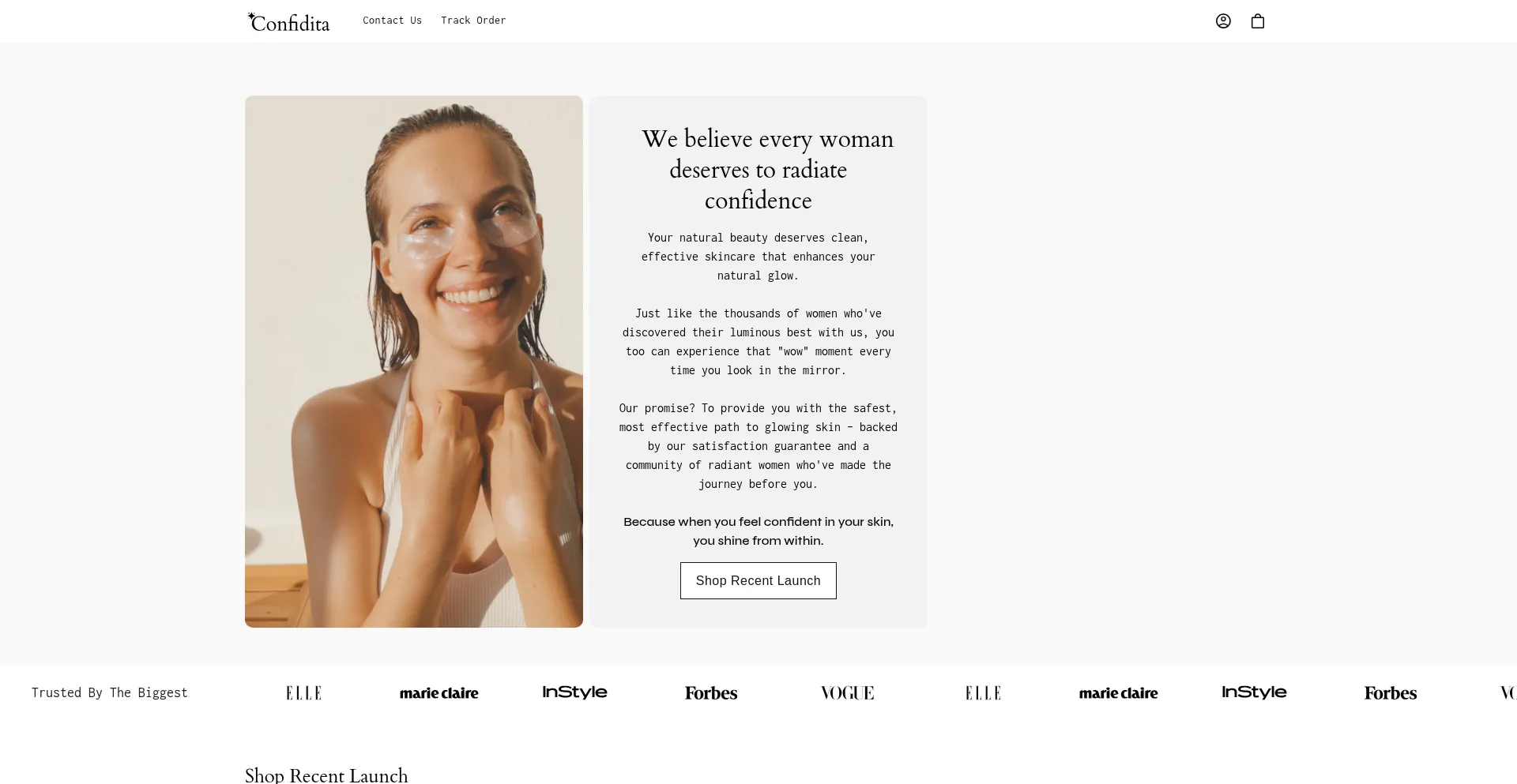 Website screenshot of Confiditashop.com