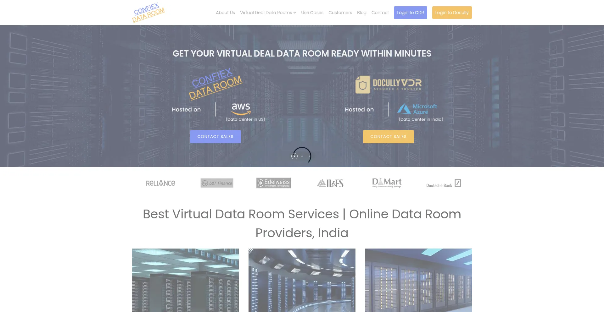 Website screenshot of Confiexdataroom.com