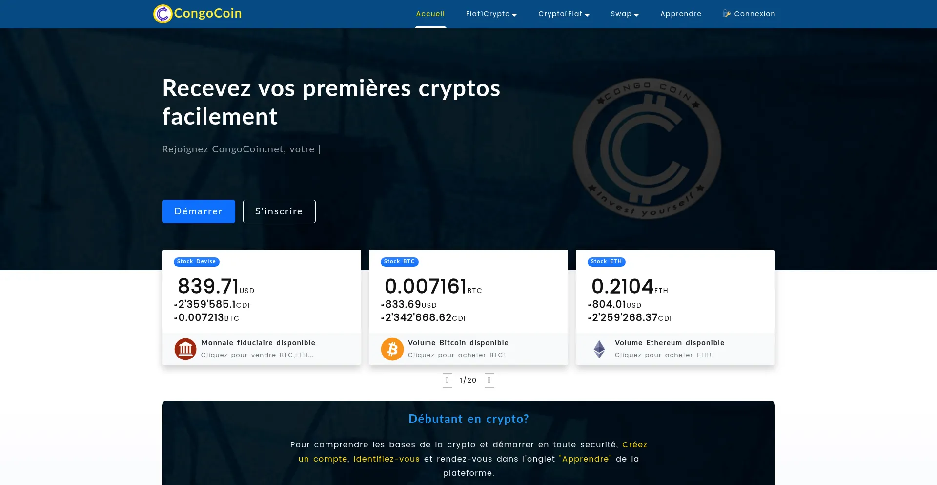 Website screenshot of Congocoin.net