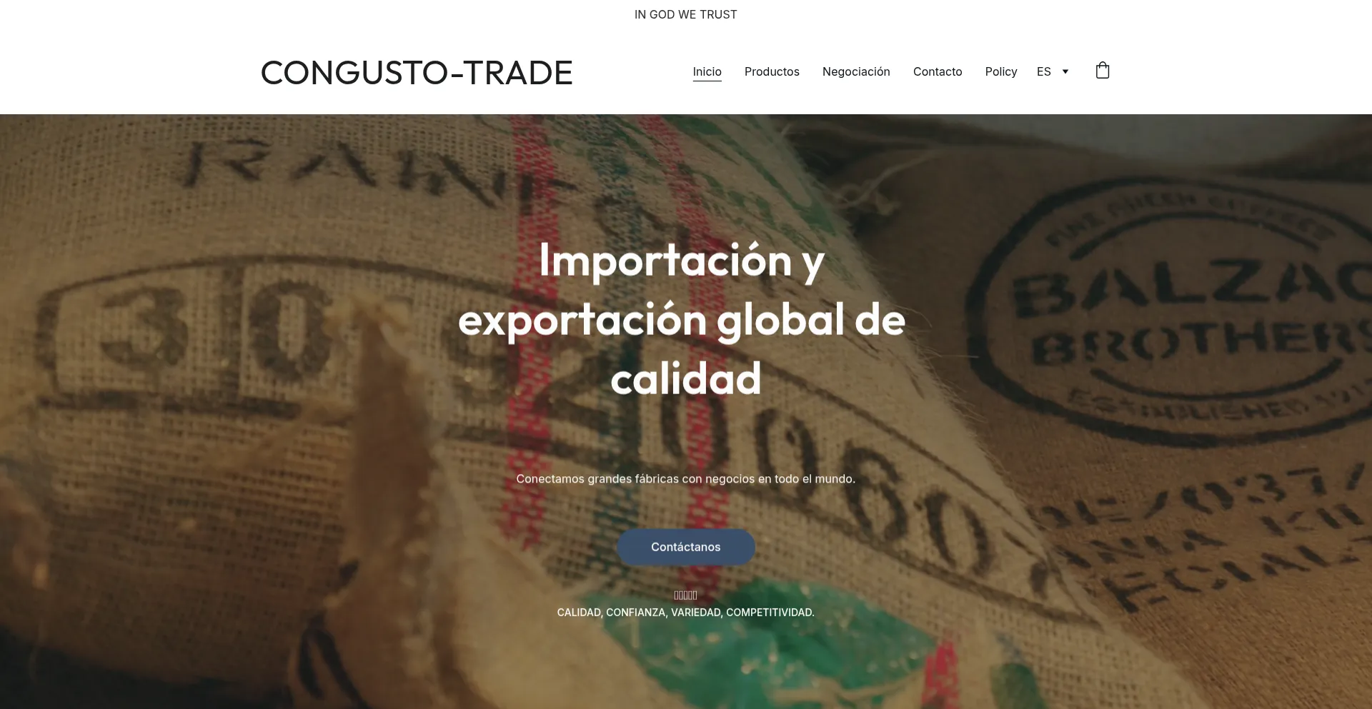 Website screenshot of Congusto-trade.com