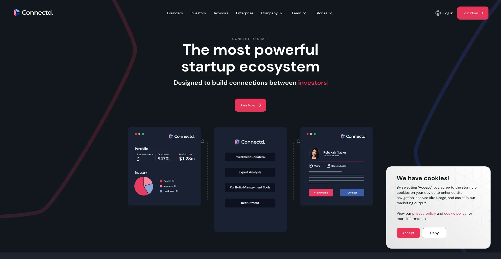 Website screenshot of Connectd.com