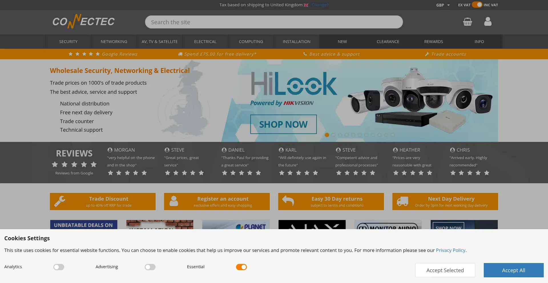 Website screenshot of Connectec.uk
