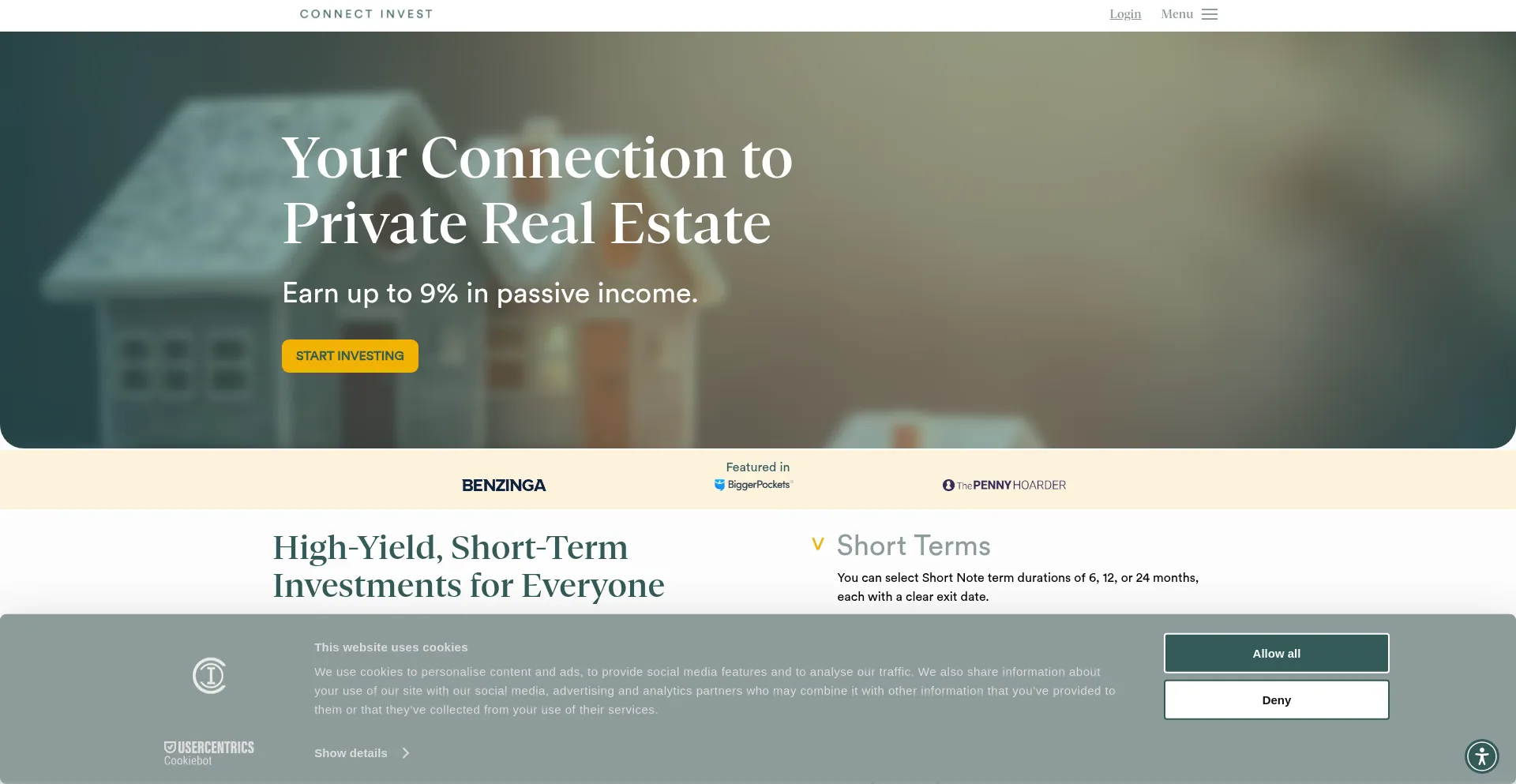 Website screenshot of Connectinvest.com