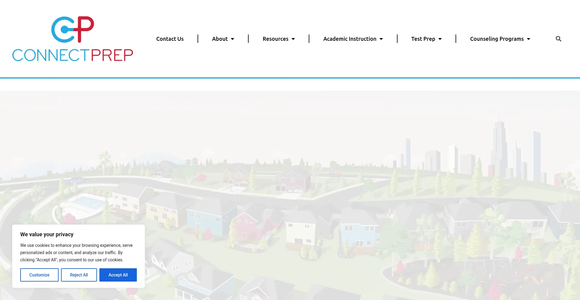 Website screenshot of Connectprep.com