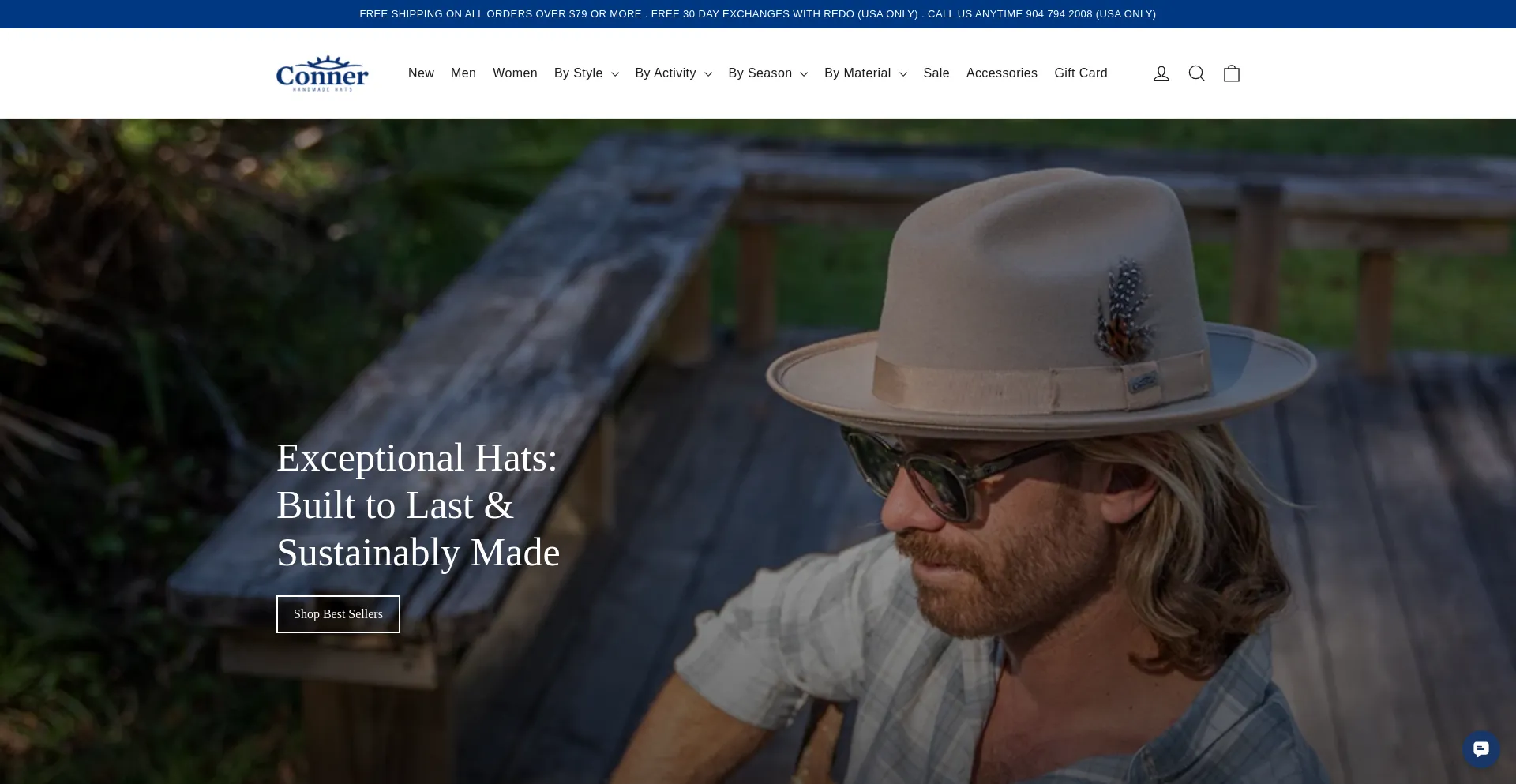 Website screenshot of Connerhatsshop.com