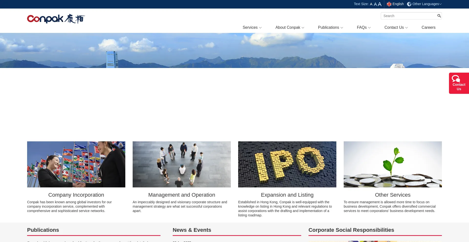 Website screenshot of Conpak.com
