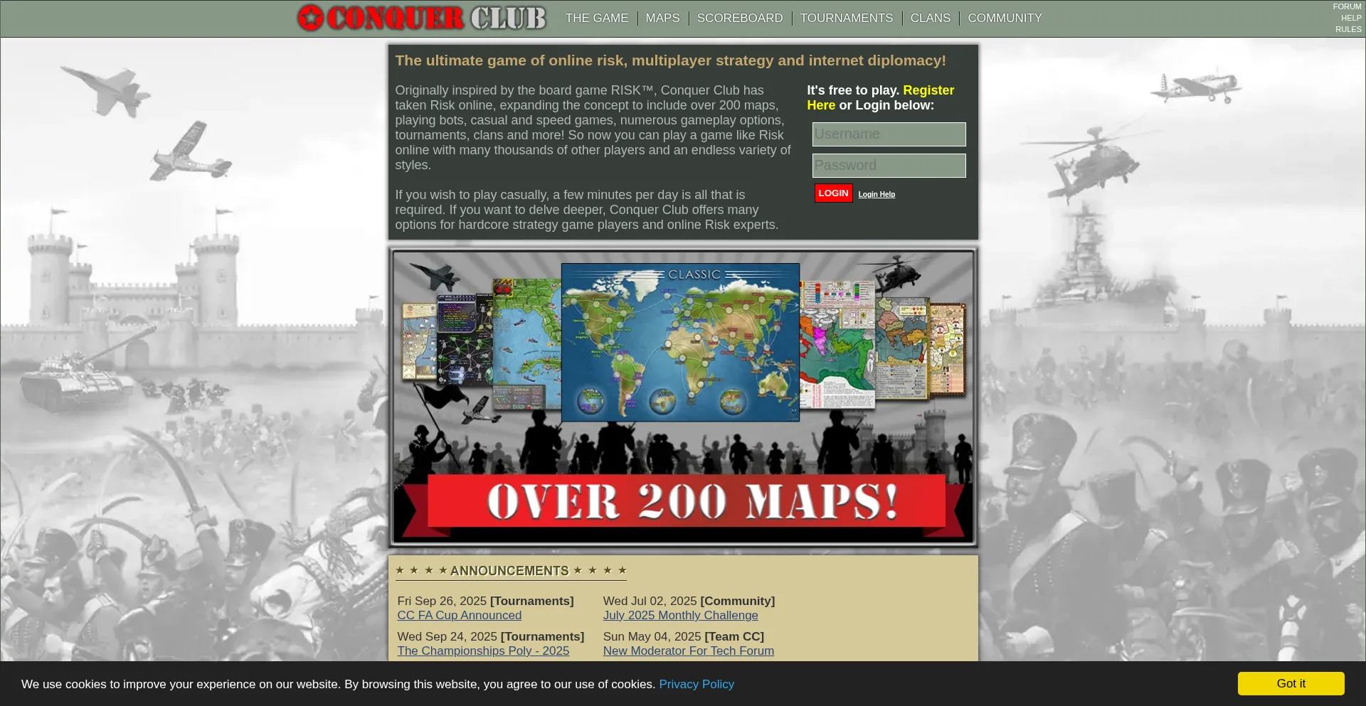 Conquerclub.com Screenshot