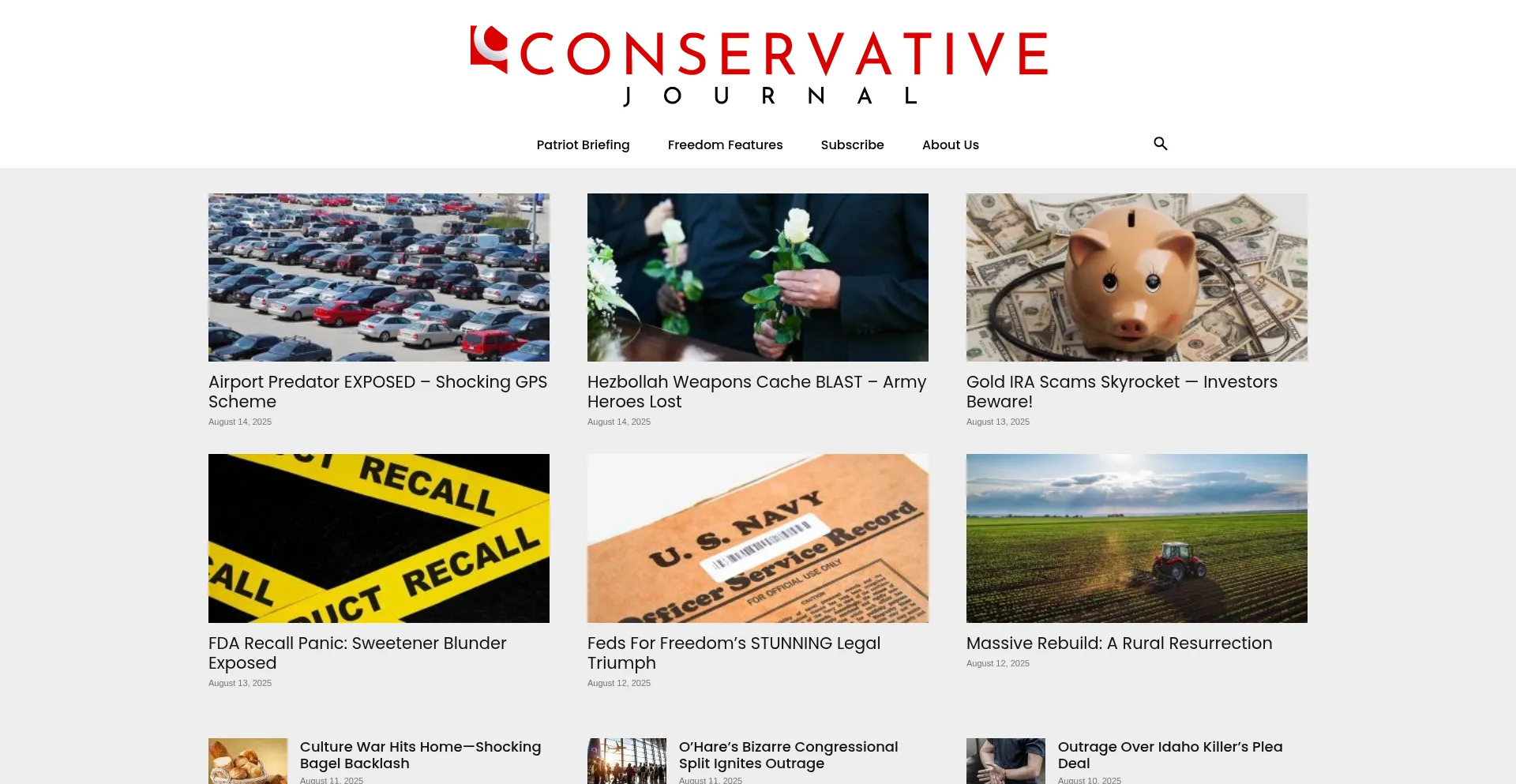 Website screenshot of Conservativejournal.org
