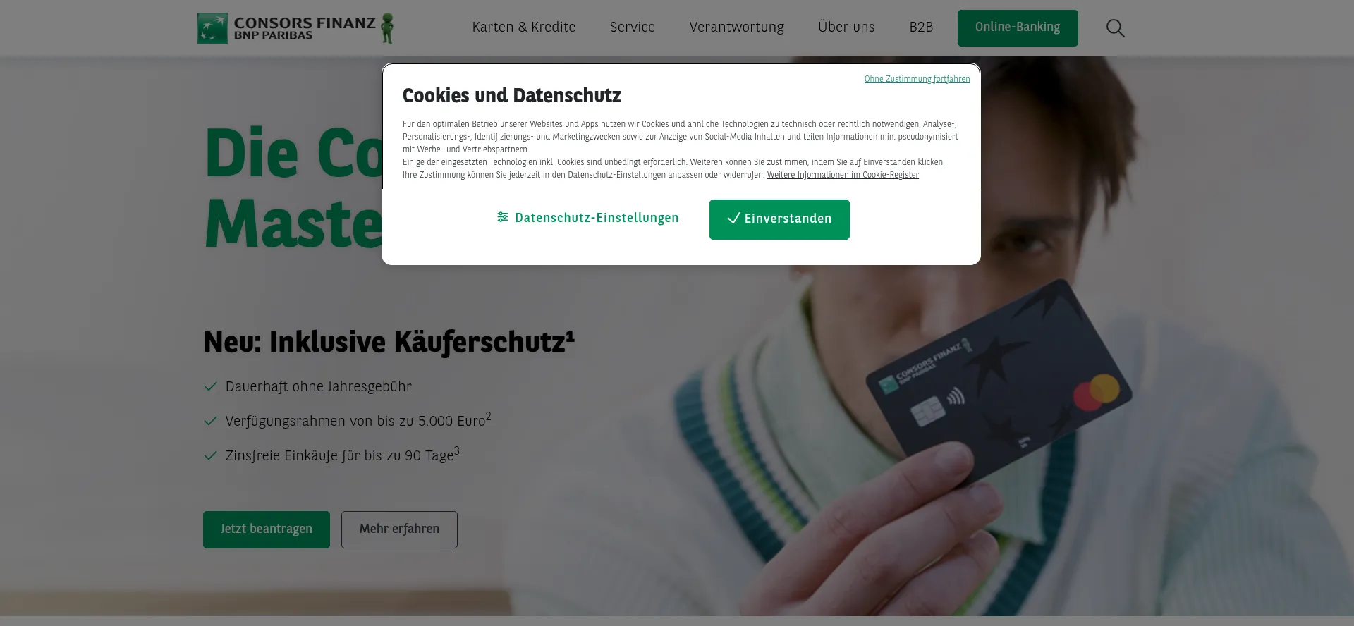 Website screenshot of Consorsfinanz.de