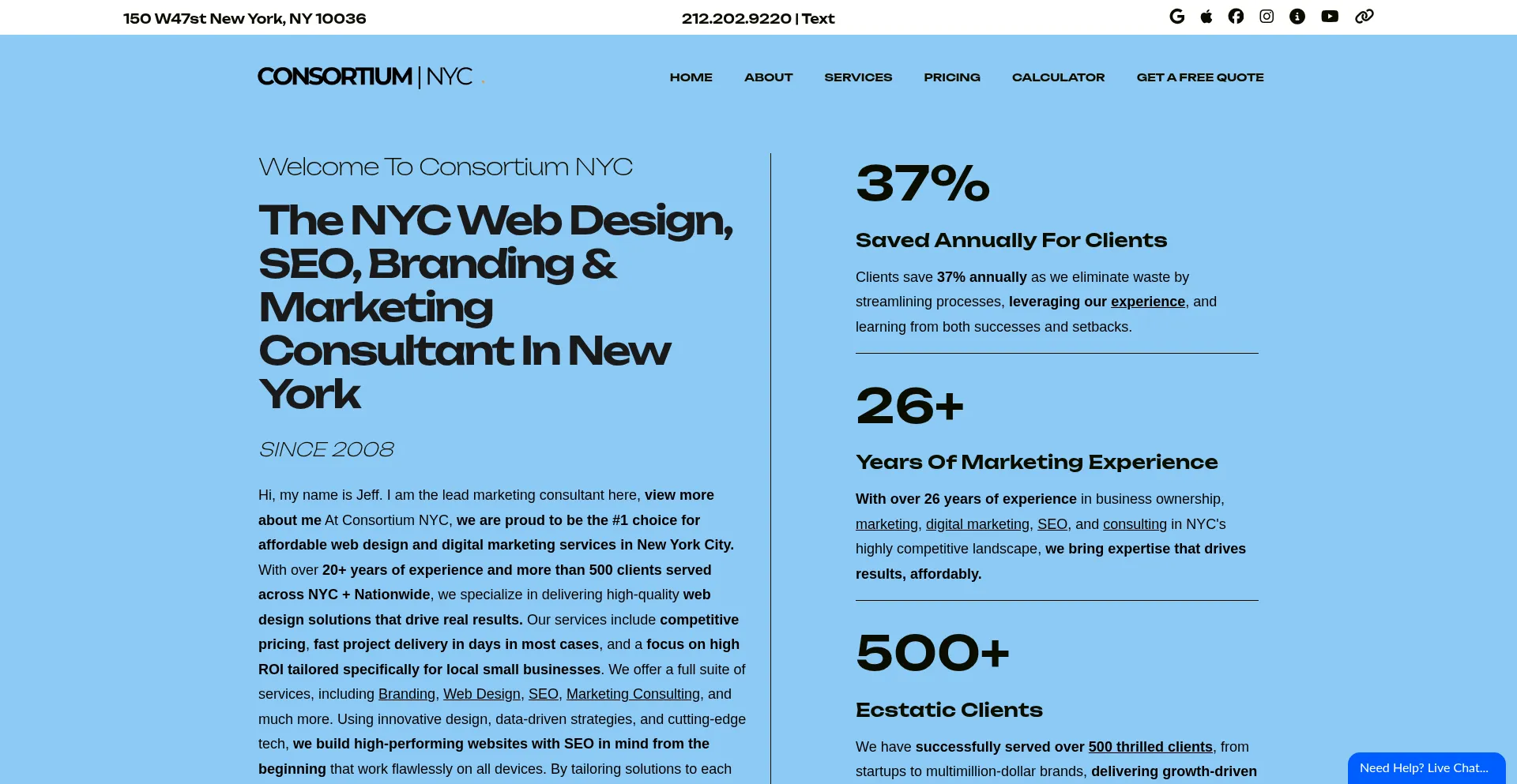 Website screenshot of Consortiumnyc.com