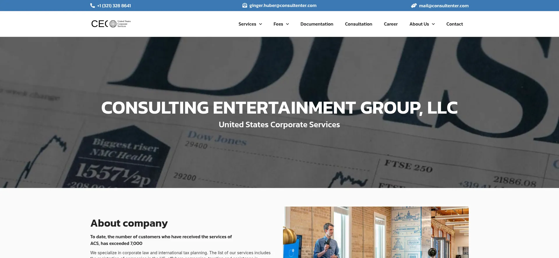 Website screenshot of Consultenter.com