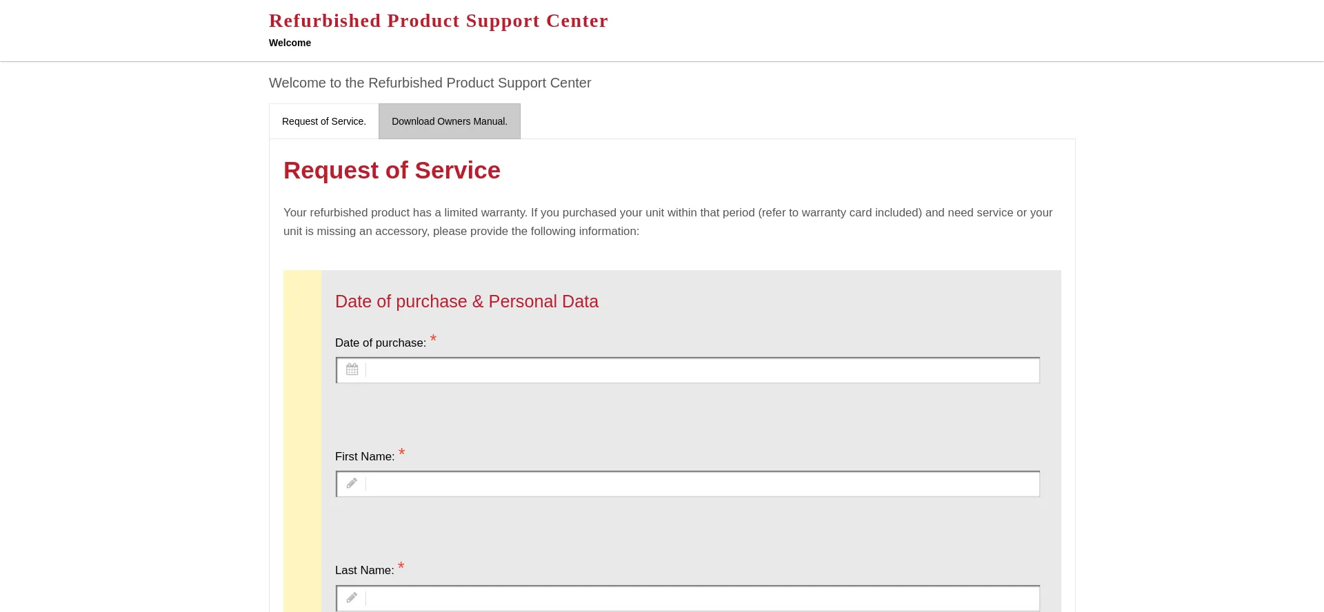 Website screenshot of Consumerservicerefurbish.com