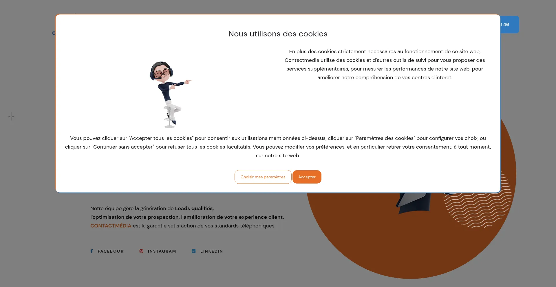 Website screenshot of Contactmedia.fr