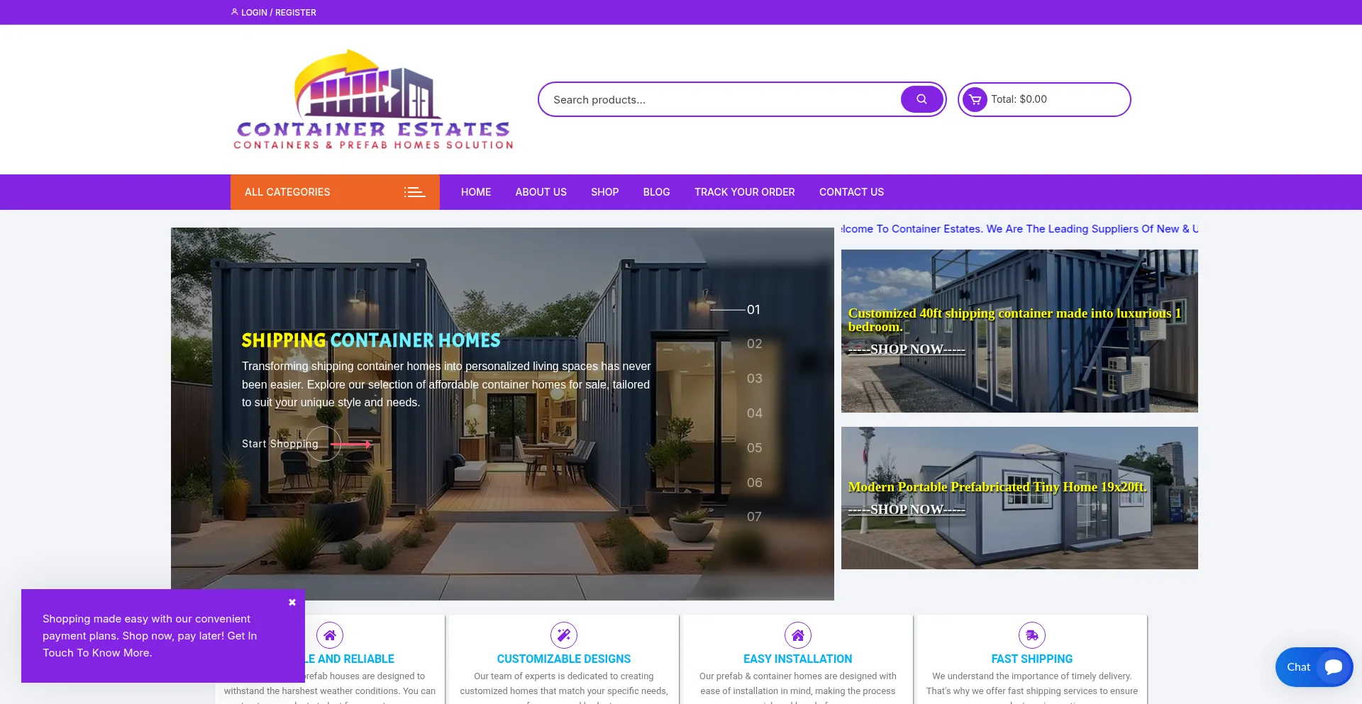 Containerestates.com Screenshot