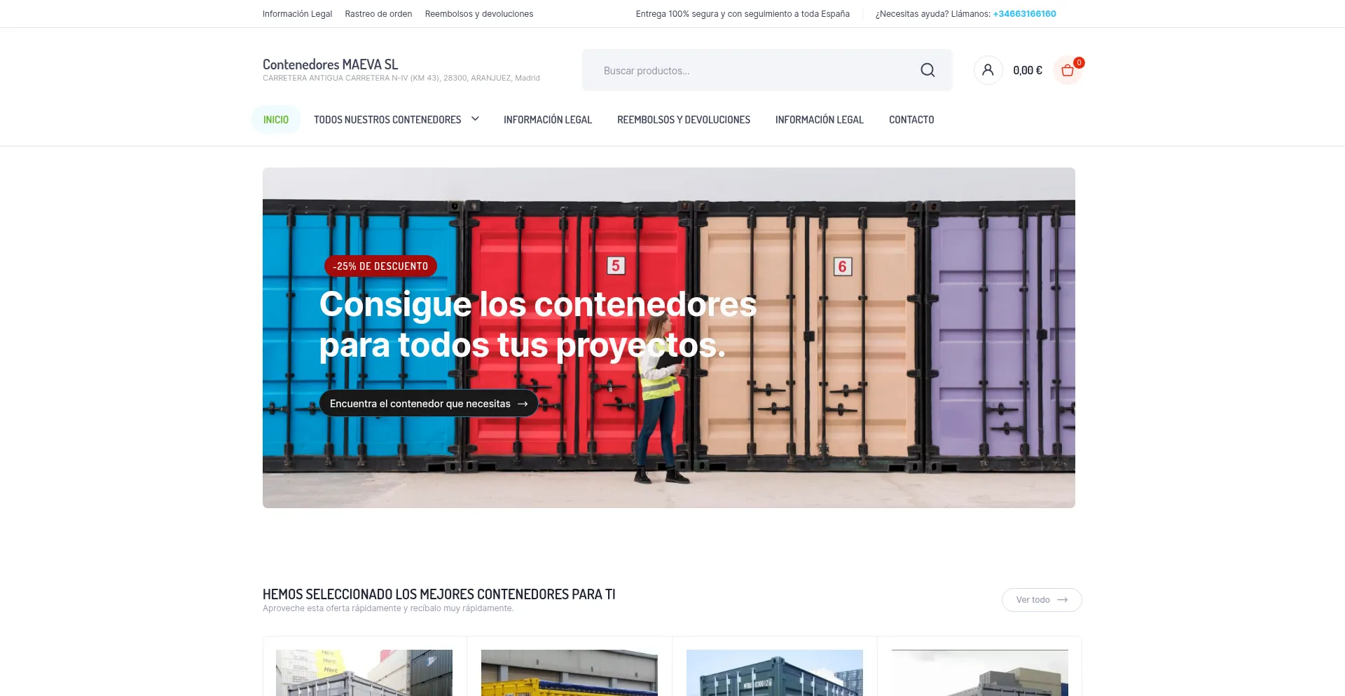 Website screenshot of Contenedores-maevasl.es