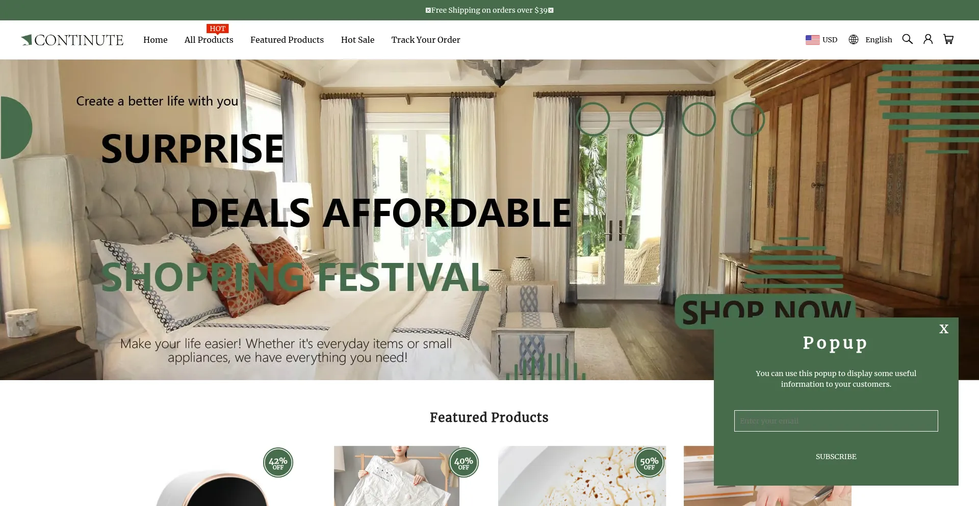 Website screenshot of Continute.com