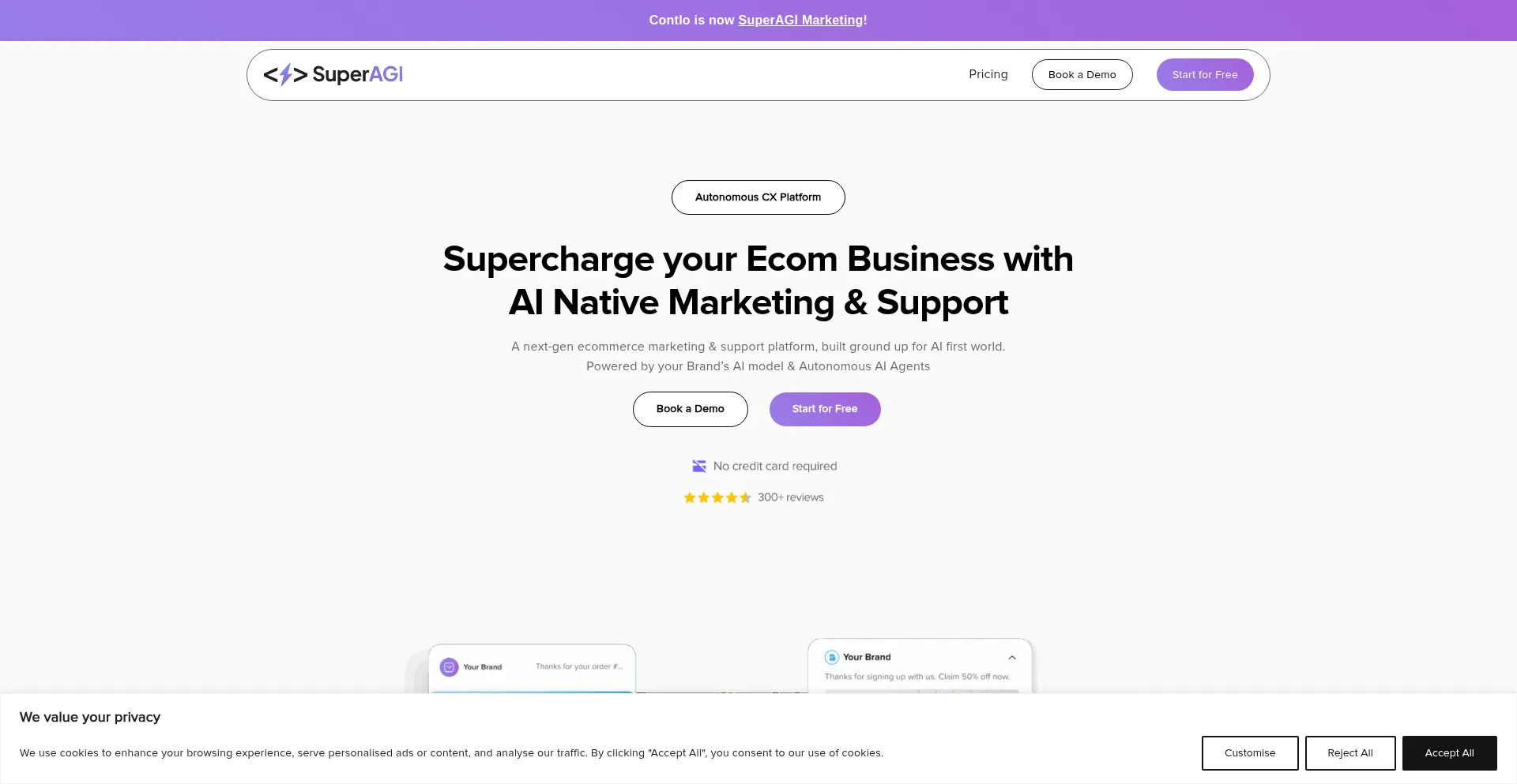 Website screenshot of Contlo.ai