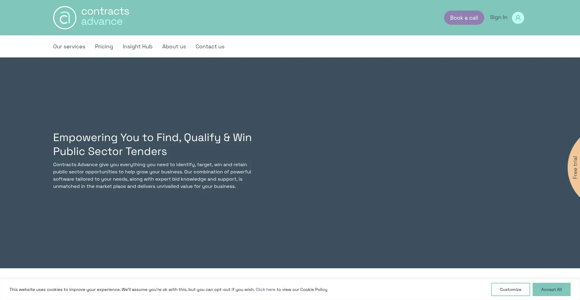 Website screenshot of Contractsadvance.co.uk