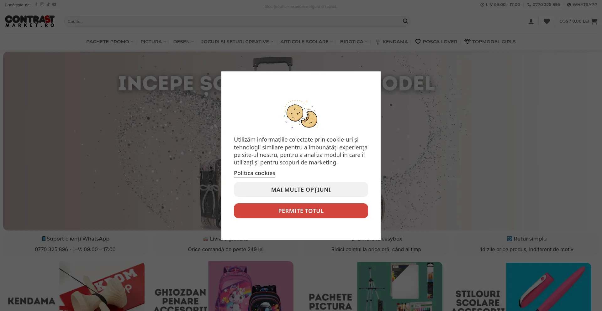 Website screenshot of Contrastmarket.ro