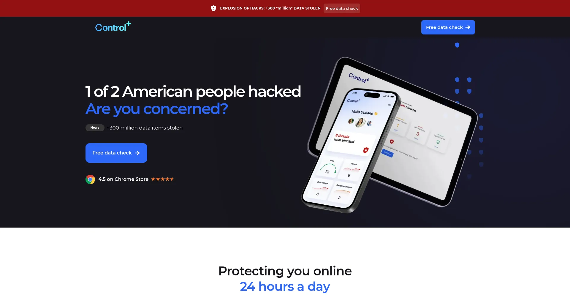 Website screenshot of Controlplus.app