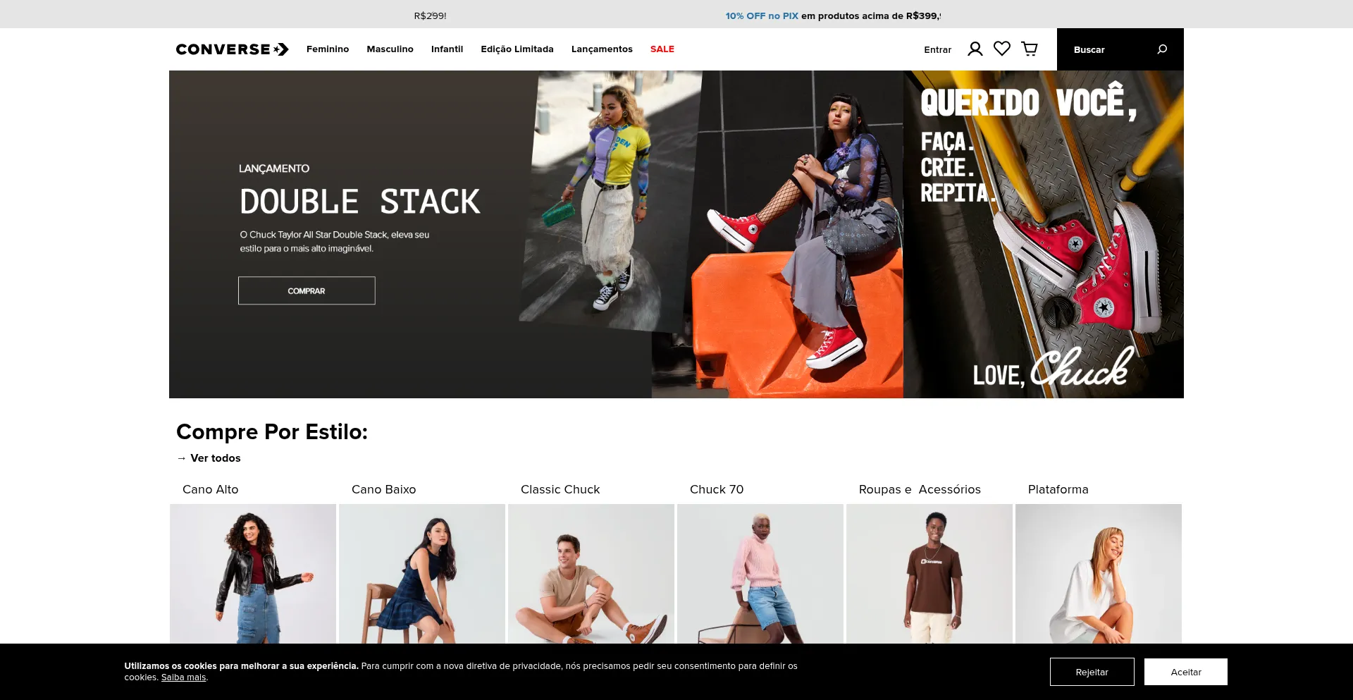 Website screenshot of Converse.com.br