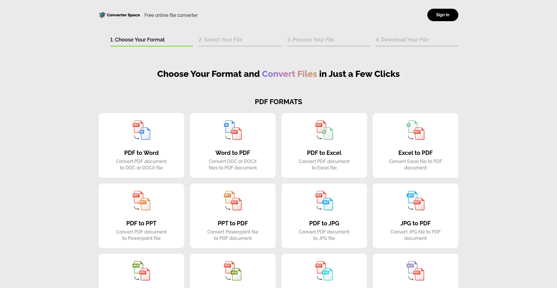 Website screenshot of Converter.space
