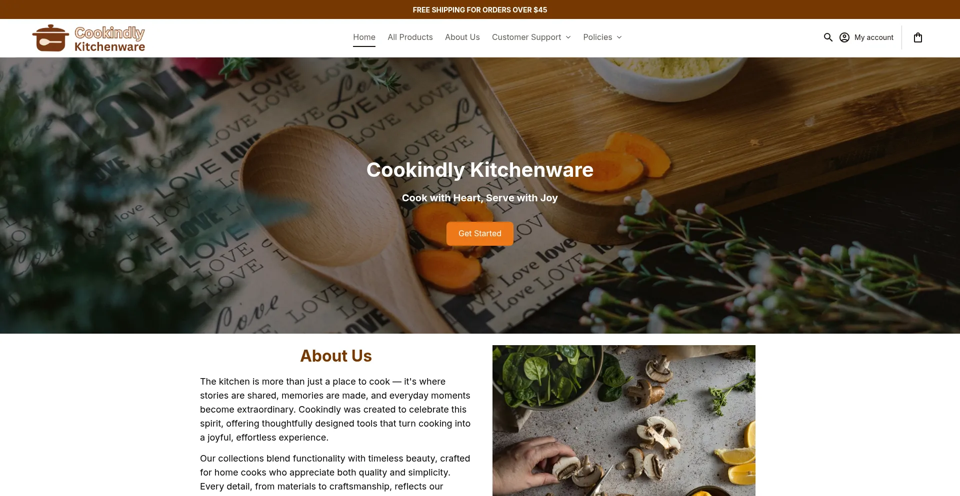 Website screenshot of Cookindly.com