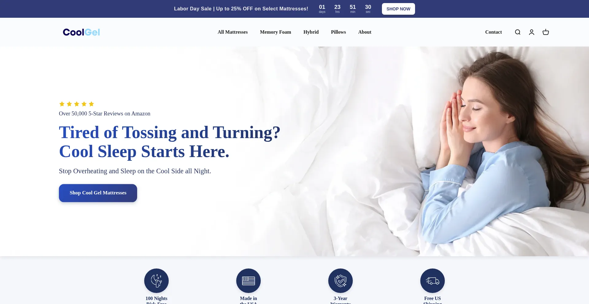 Website screenshot of Coolgel.com